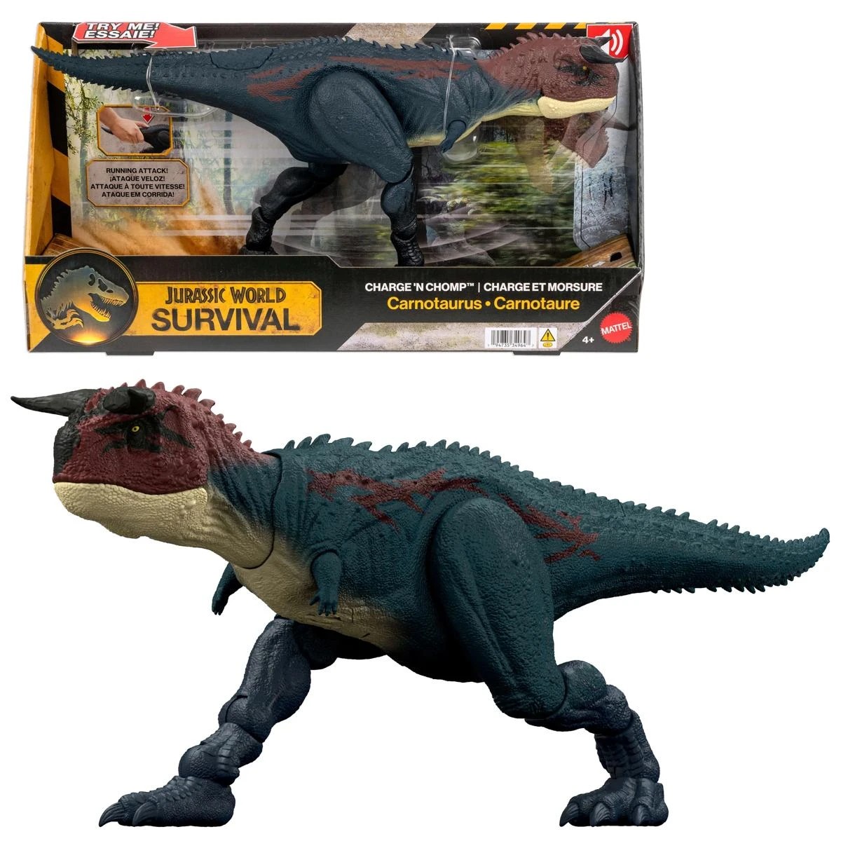 1 Jurassic World Survival Charge 'N Chomp Carnotaurus Dinosaur Figure, 1 of 6