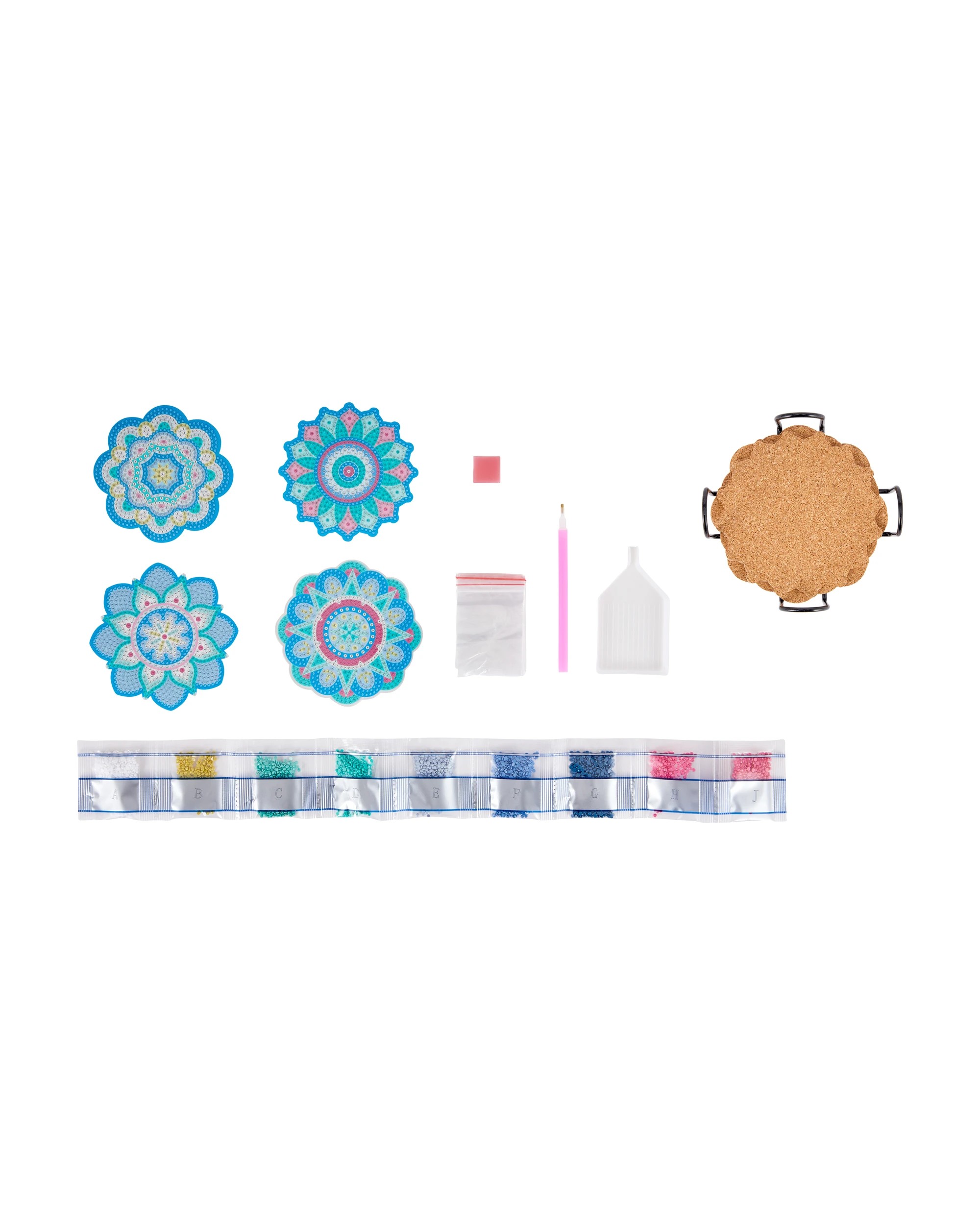 2 DIY Sparkle Gem Art Coaster Set - Mandala, 2 of 4