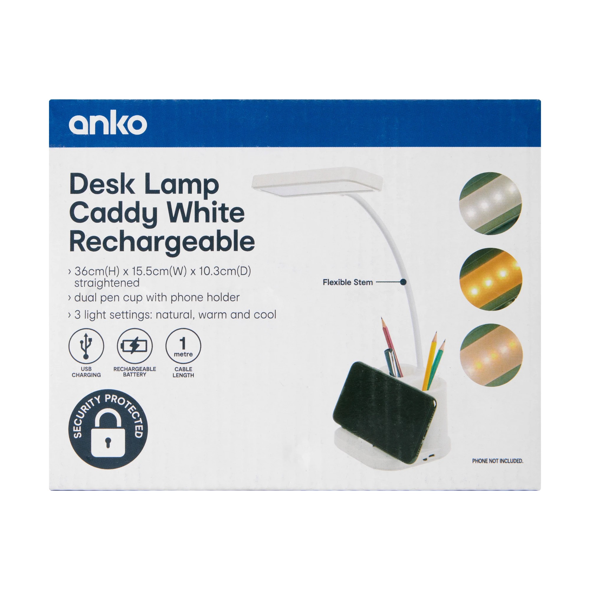 6 Rechargeable Desk Lamp Caddy - White, 6 of 7