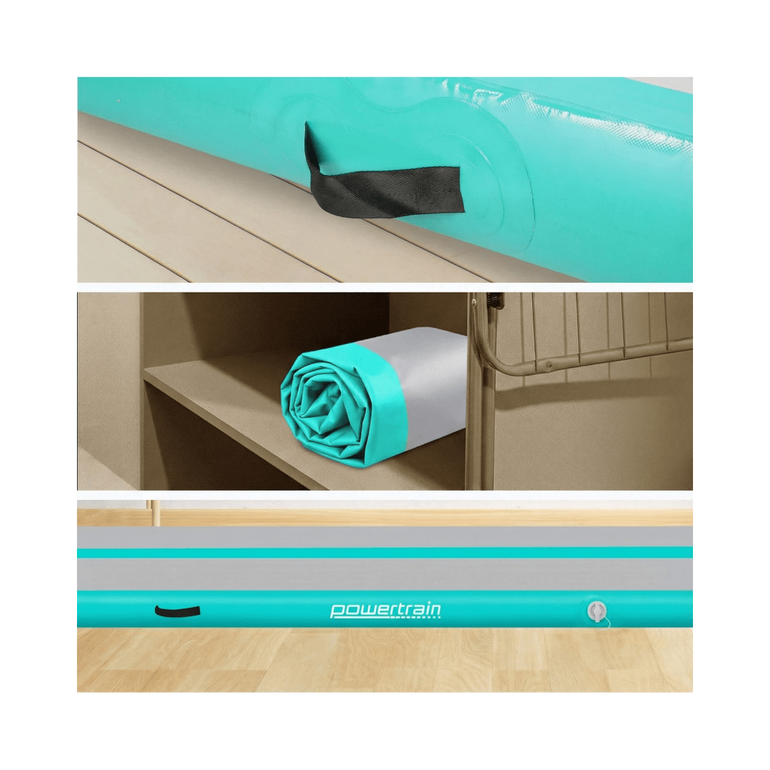 4 Powertrain 7M 20cm Air Track Gymnastics Tumbling Airtrack Exercise Yoga Mat Balance Beam Inflatable - Green, 4 of 5