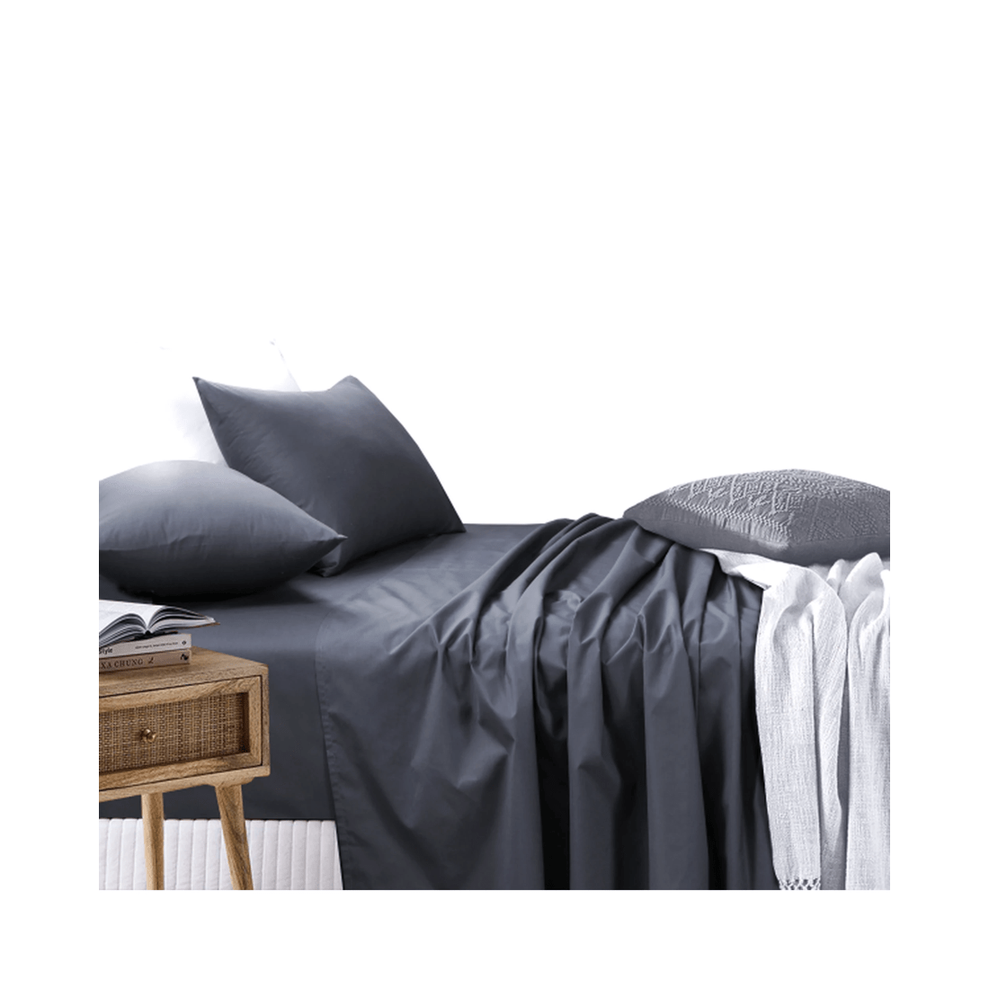 7 Amsons Charcoal Cotton-Polyester 180TC Bed Sheet Set - Fitted, Flat & Pillowcase(s)
 - Single Bed
 - charcoal, 7 of 7