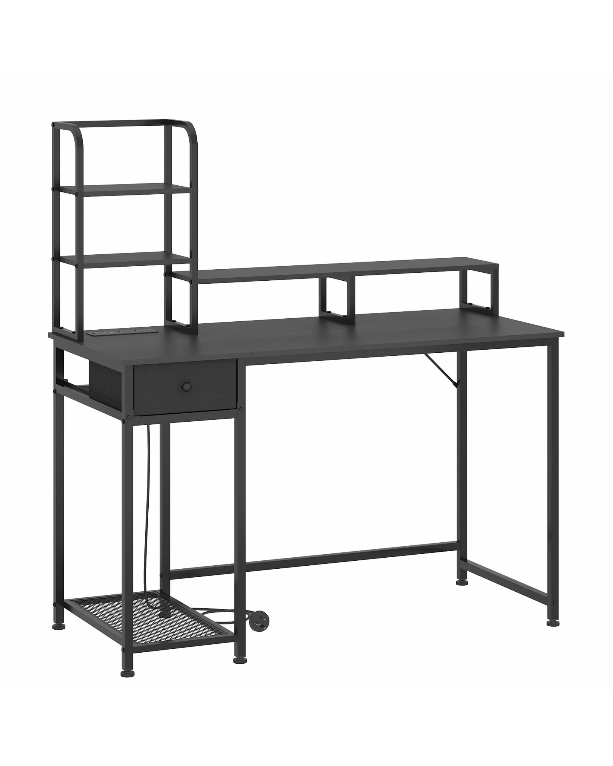 6 Advwin Reversible Computer Desk LED Gaming Desk Home Office Desk PC Table with Shelf Drawer, 6 of 9