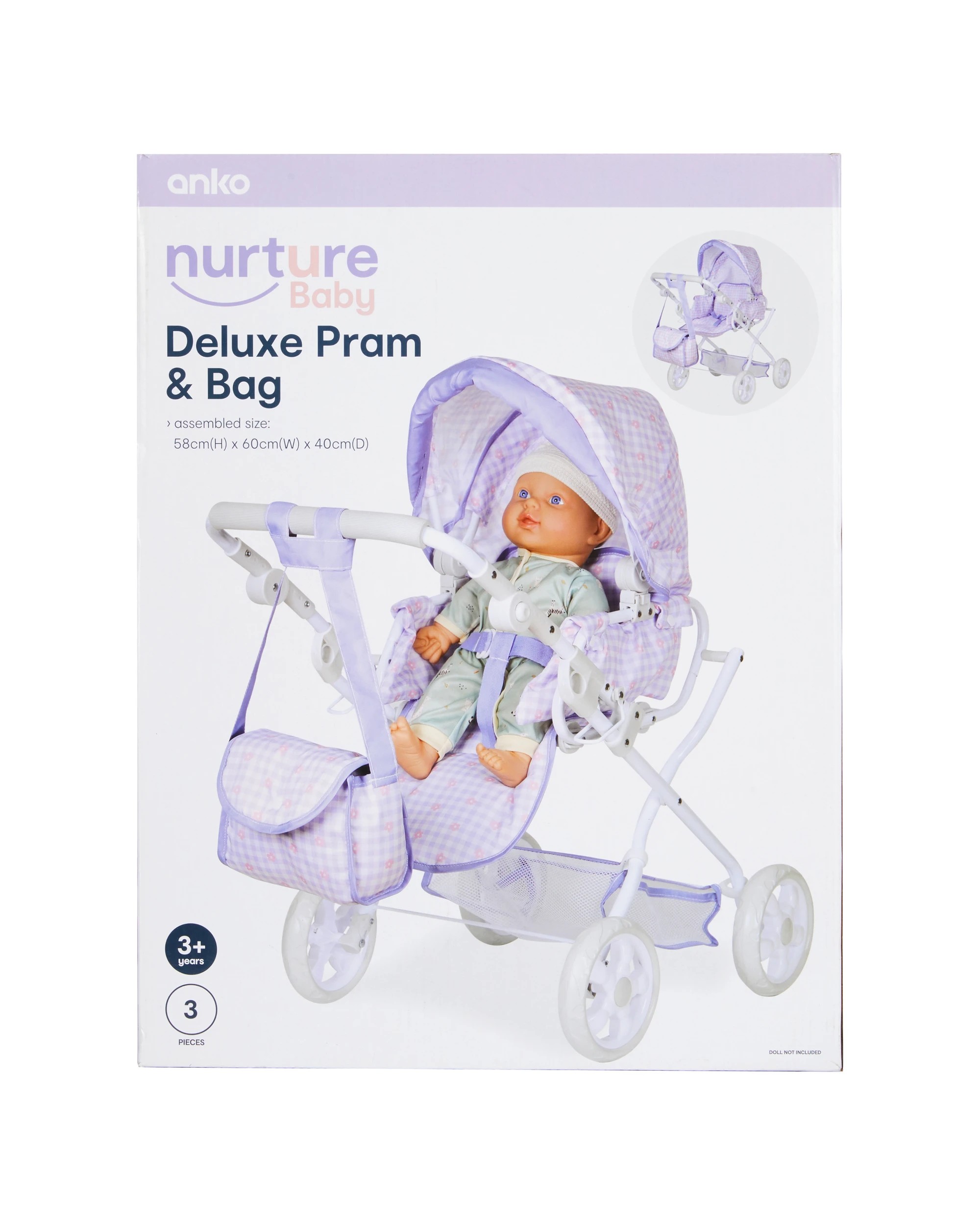 7 3 Piece Nurture Baby Deluxe Pram and Bag Set, 7 of 7