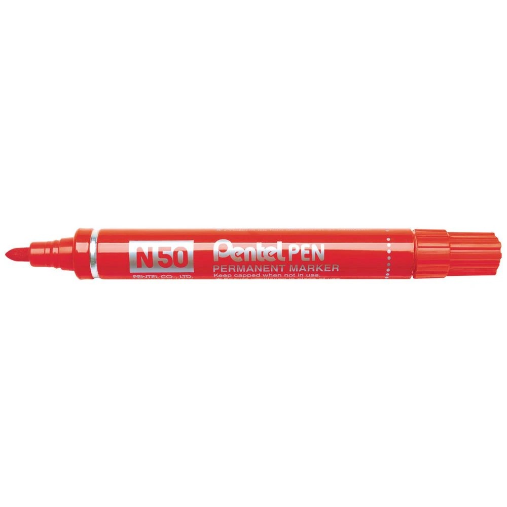 1 Pentel N50 Permanent Marker Bullet Tip Red, 1 of 7