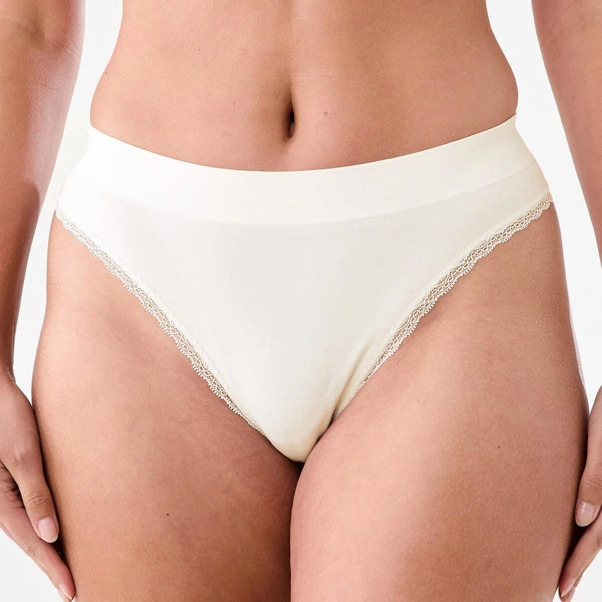 5 3 Pack Seamfree Bamboo Lace G-string Briefs PINK CHALK, WHISPER WHITE, LIGHT FAWN, 5 of 8