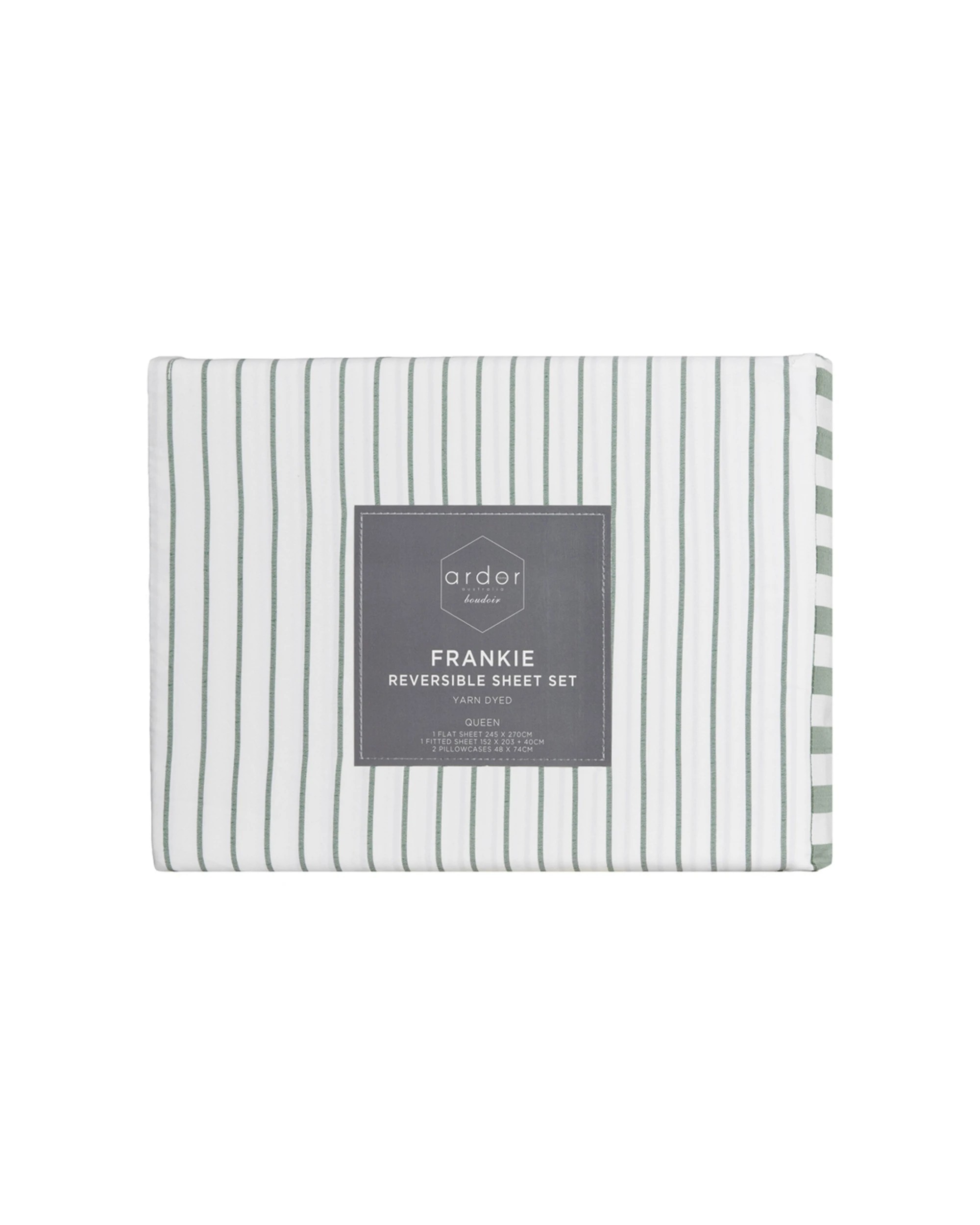 3 Ardor Boudoir Frankie Stripe Soft Fabric Stylish Sheet Set Sage - Single Bed - Green, 3 of 4