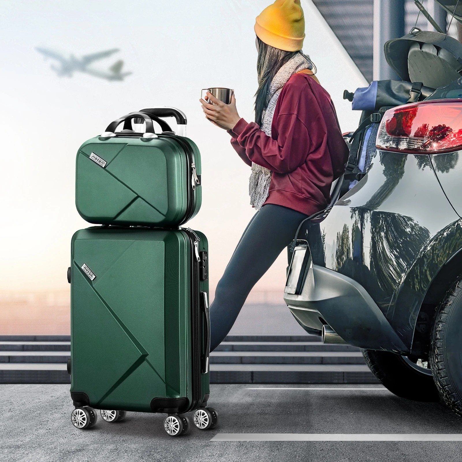 4 Mazam 2PCS Luggage Suitcase Trolley Set - Green, 4 of 7