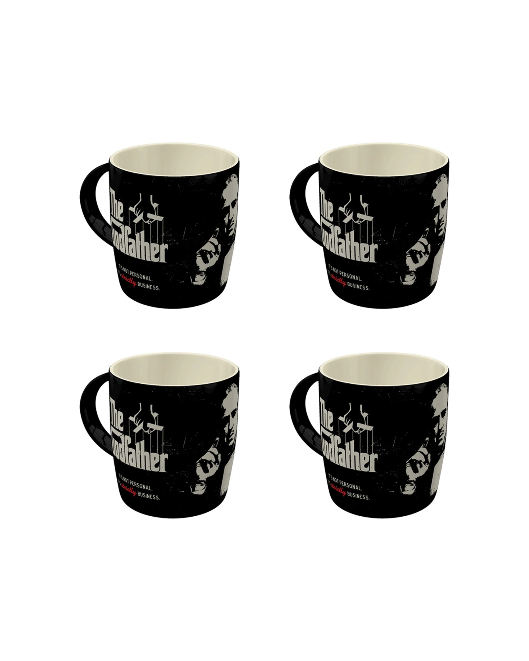 1 Nostalgic-Art 4PK Ceramic Mug 330ml Retro Design - The Godfather Strictly Business - Black, 1 of 6