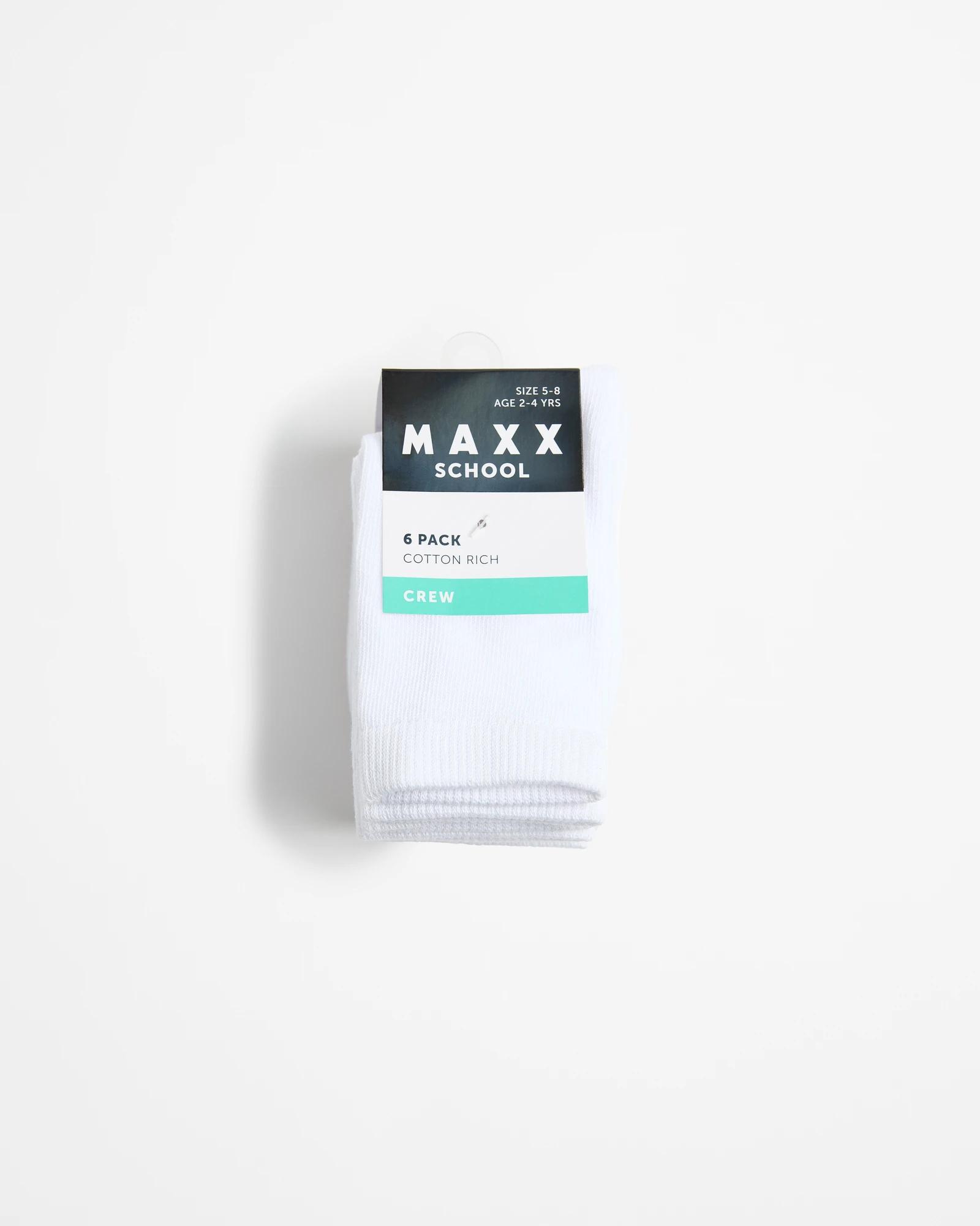 3 School Crew Socks 6 Pack - Maxx - White WHITE, 3 of 3