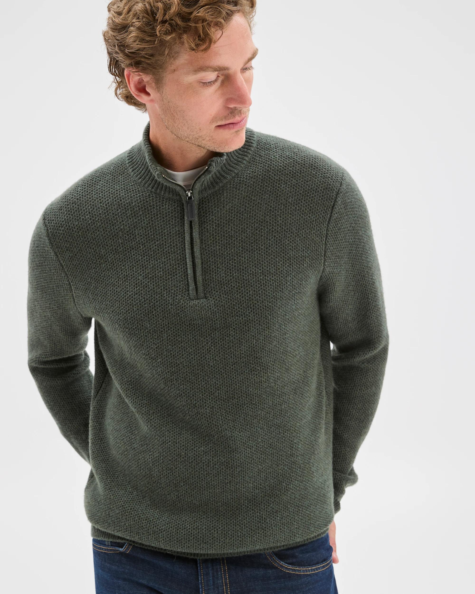 5 Target Man Lambswool 1/2 Zip Knit Jumper MOSS GREEN, 5 of 7