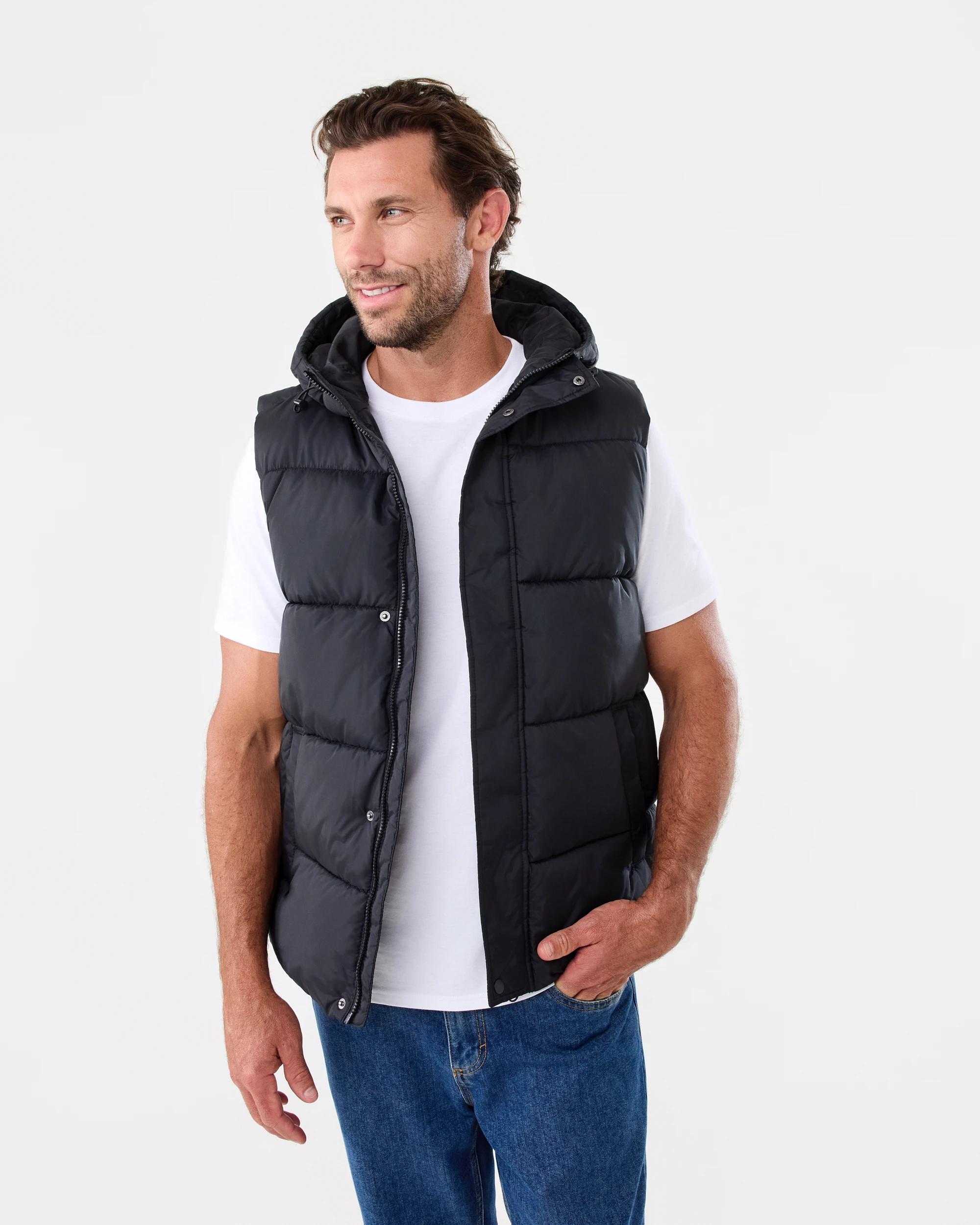1 Hooded Puffer Vest Black, 1 of 7