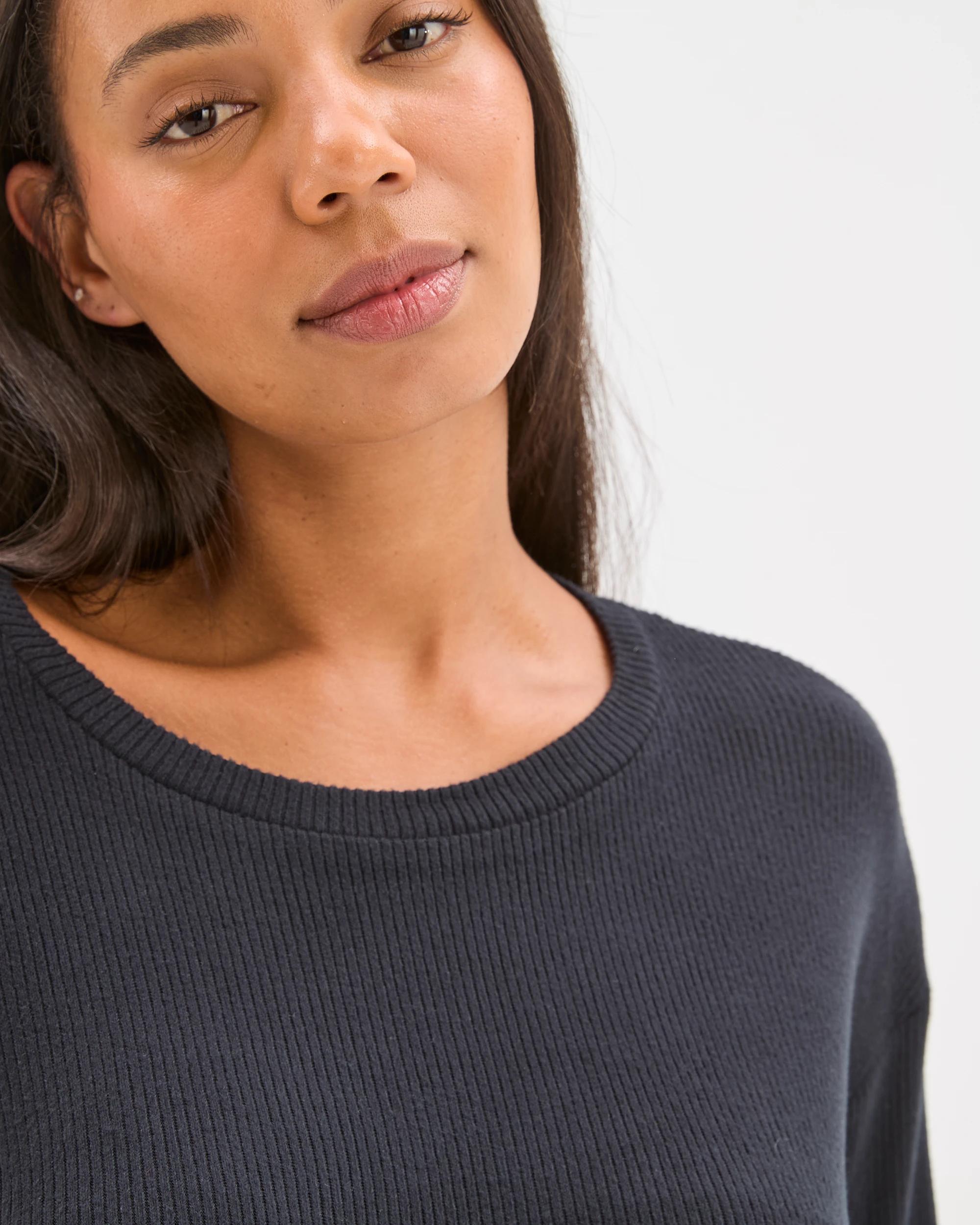 5 Target Woman Cosy Rib Crew Neck Sleep Top BLACK, 5 of 6
