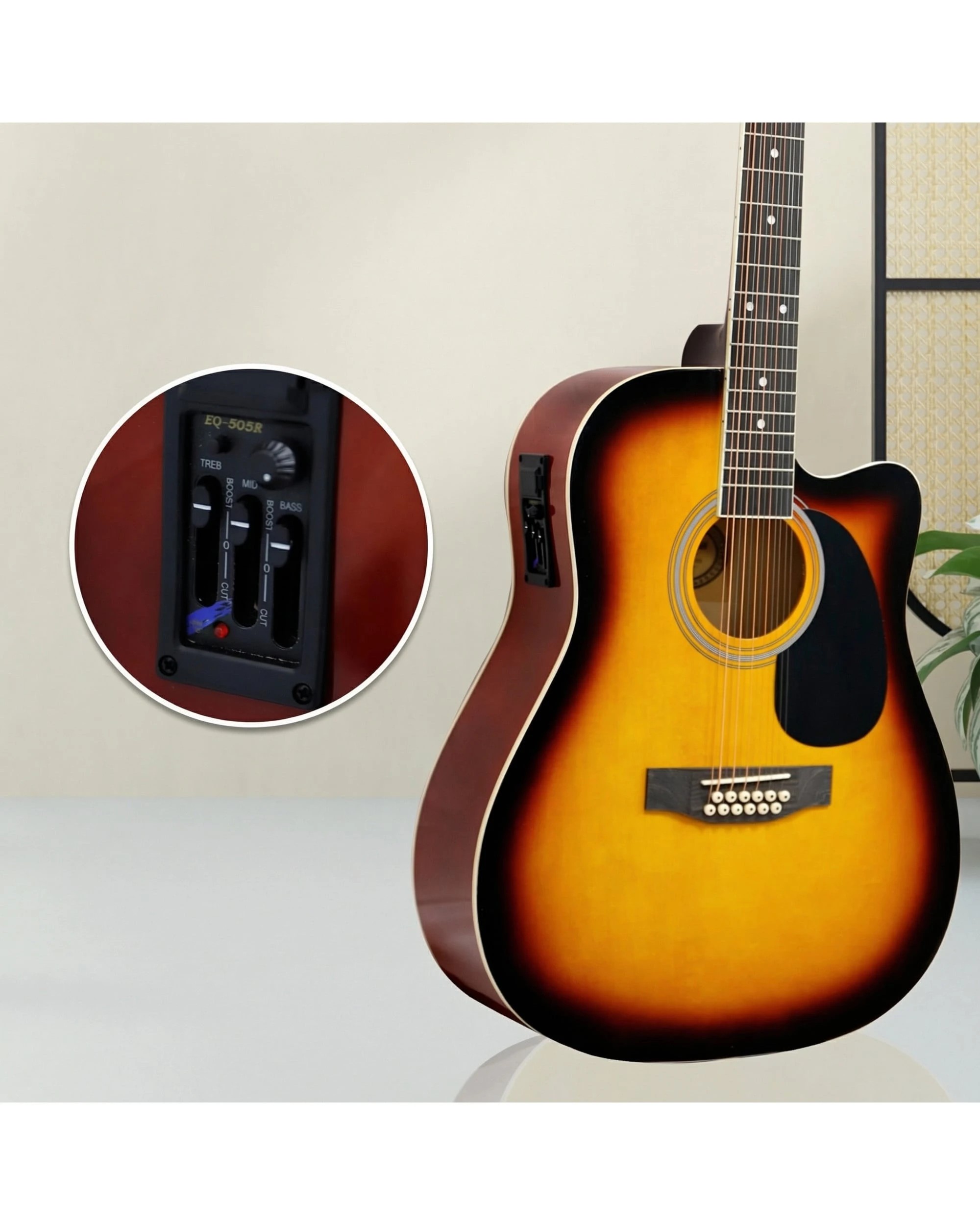 6 Karrera 12-String Acoustic Guitar with EQ in Sunburst, 6 of 6