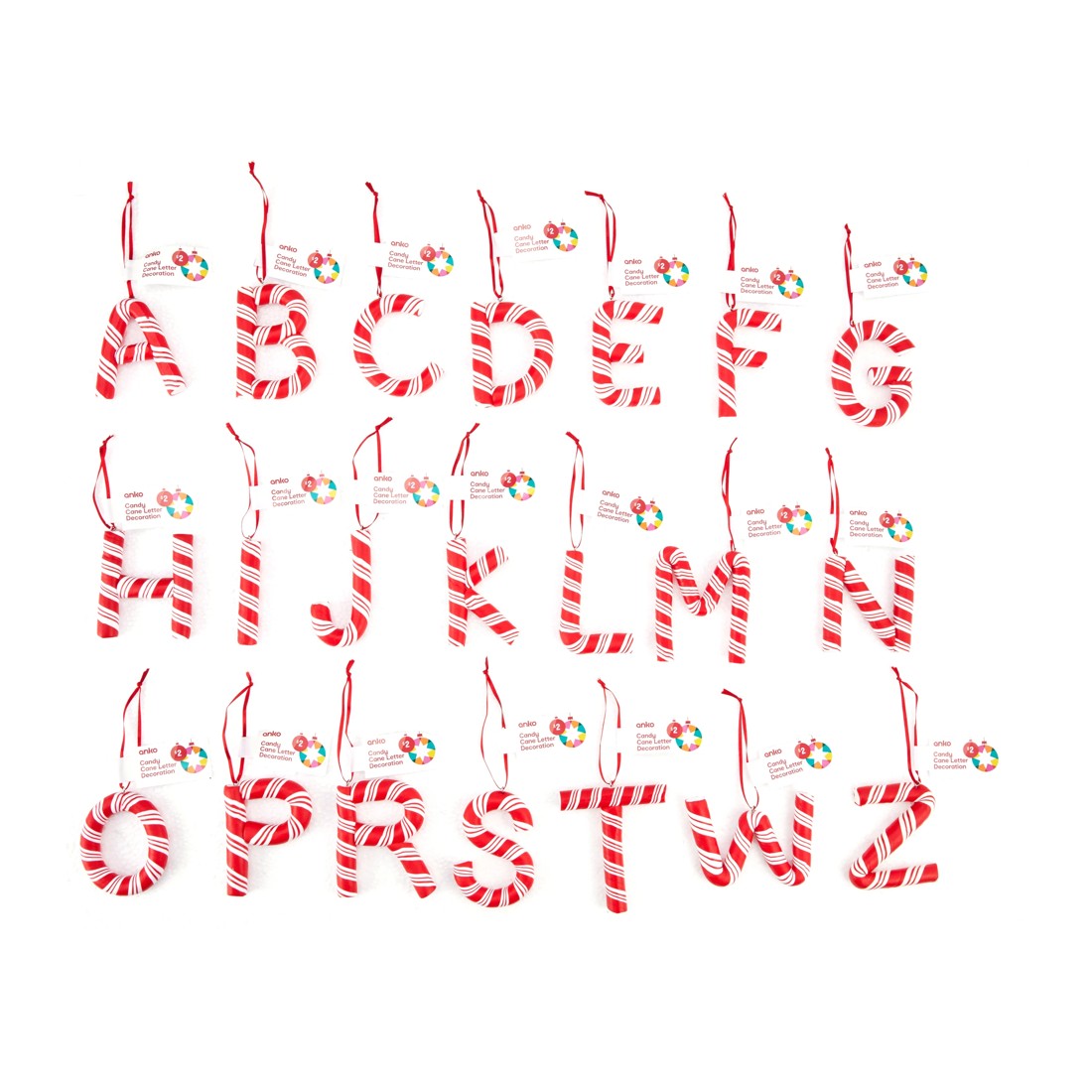 3 Candy Cane Letter Decoration - Assorted, 3 of 3