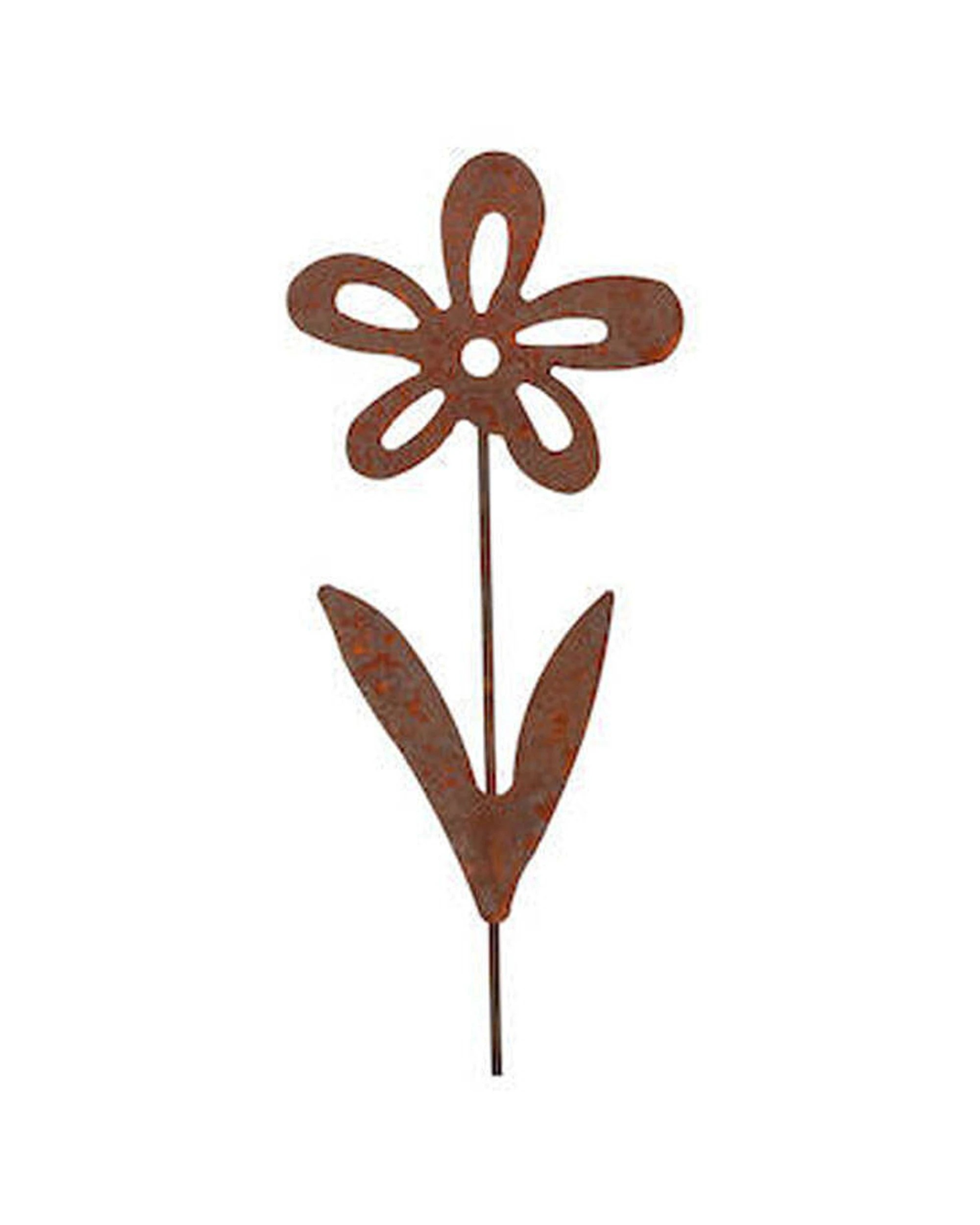 1 Alfresco Forget Me Not Stake Rusted Metal Flower Home Garden Decor - Multi, 1 of 2