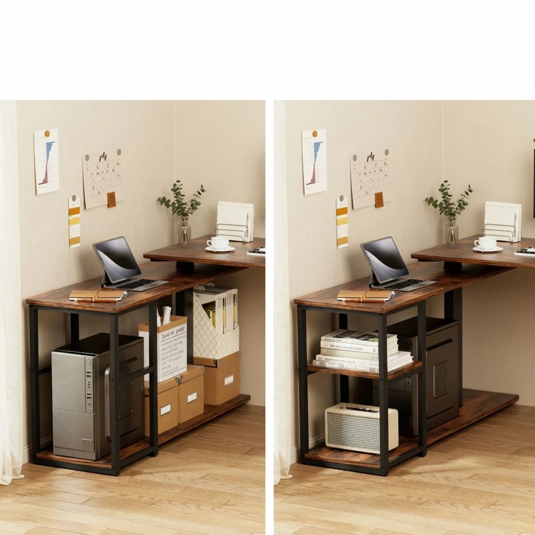 7 Artiss Electric Standing Desk Adjustable Motorised 120CM L Shaped Rustic - Brown, 7 of 10