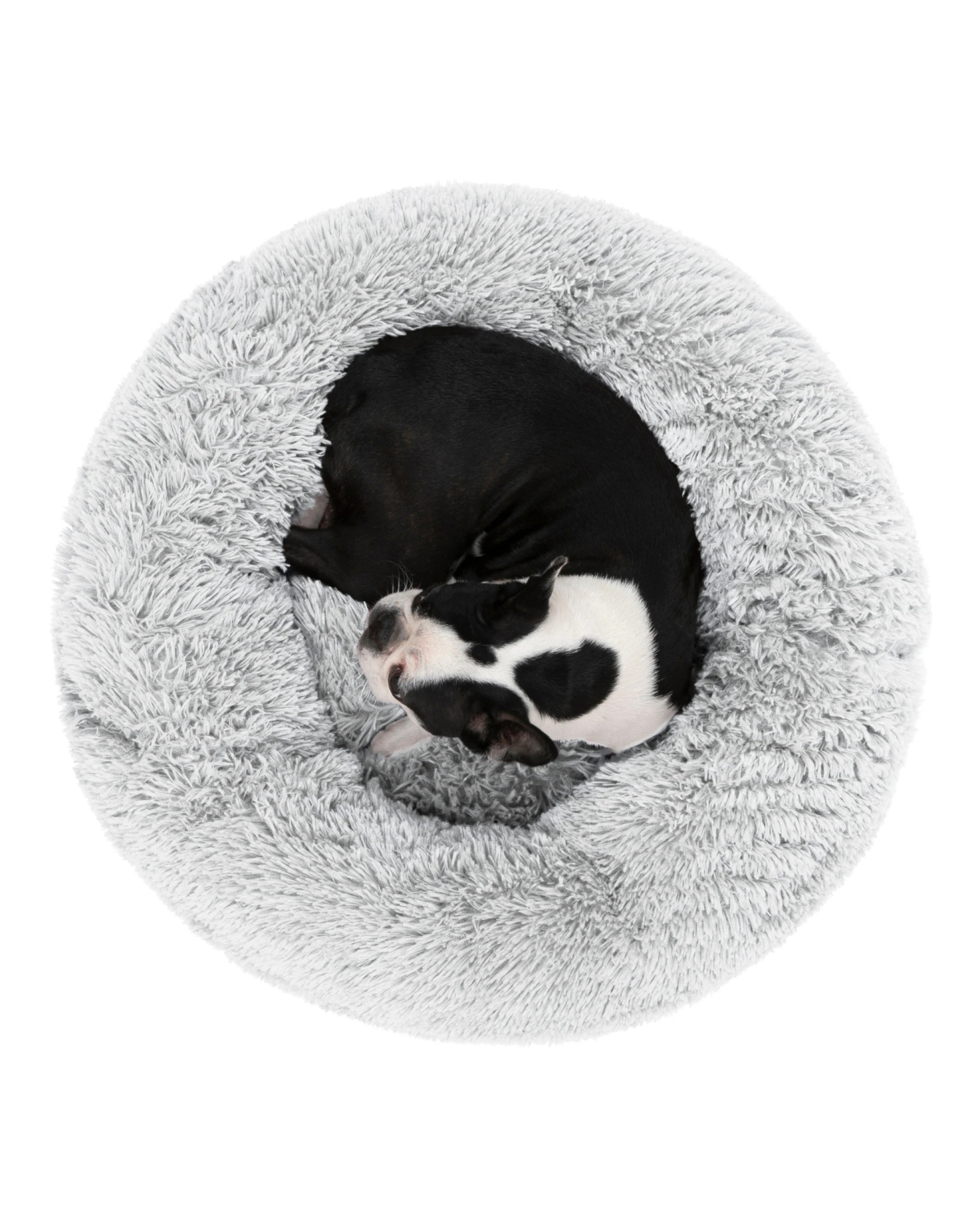 3 Charlie's Shaggy Faux Fur Round Calming Dog Bed Medium - White, 3 of 5