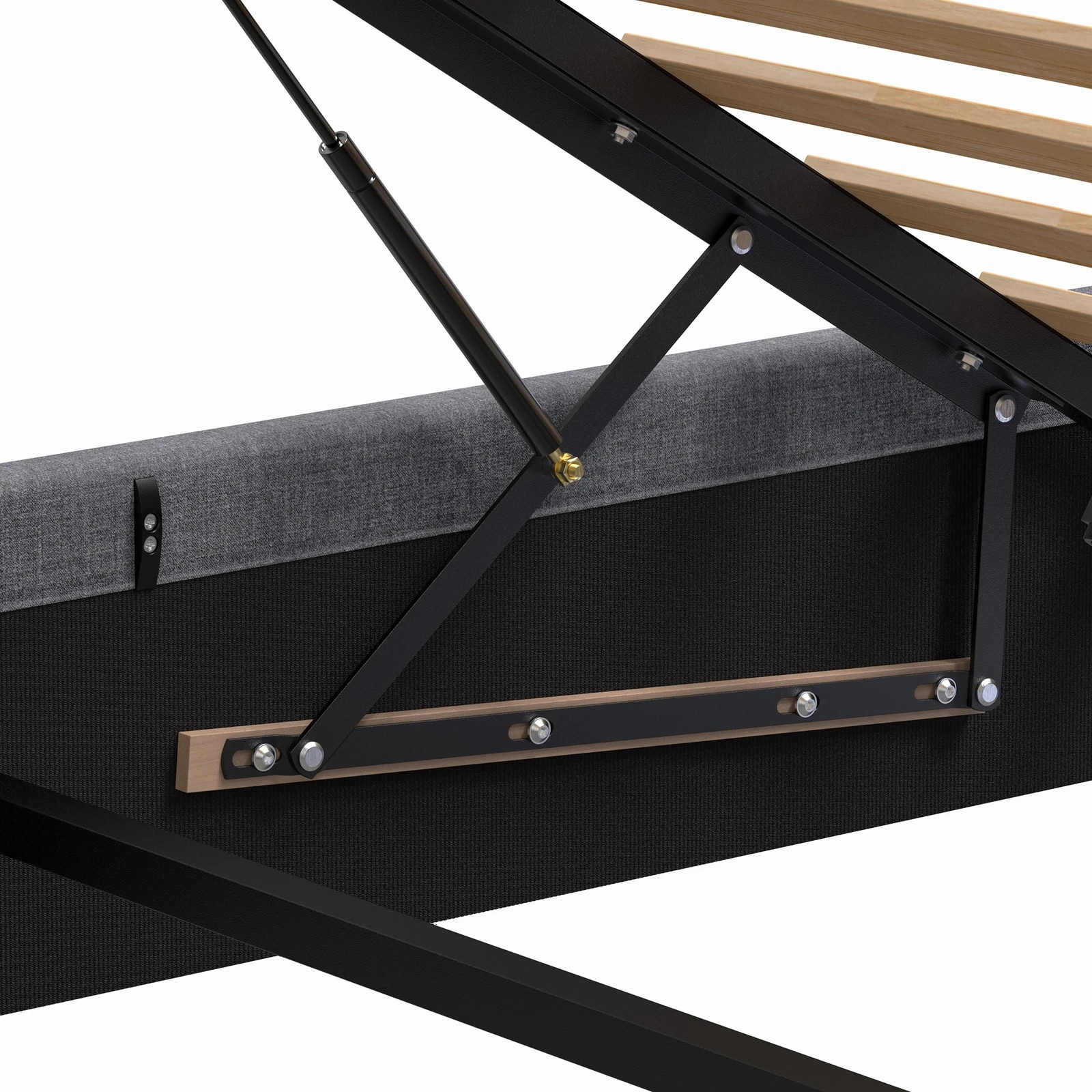 9 Alfordson Bed Frame Single Size Gas Lift Storage Base Fabric Tricia - Grey, 9 of 10