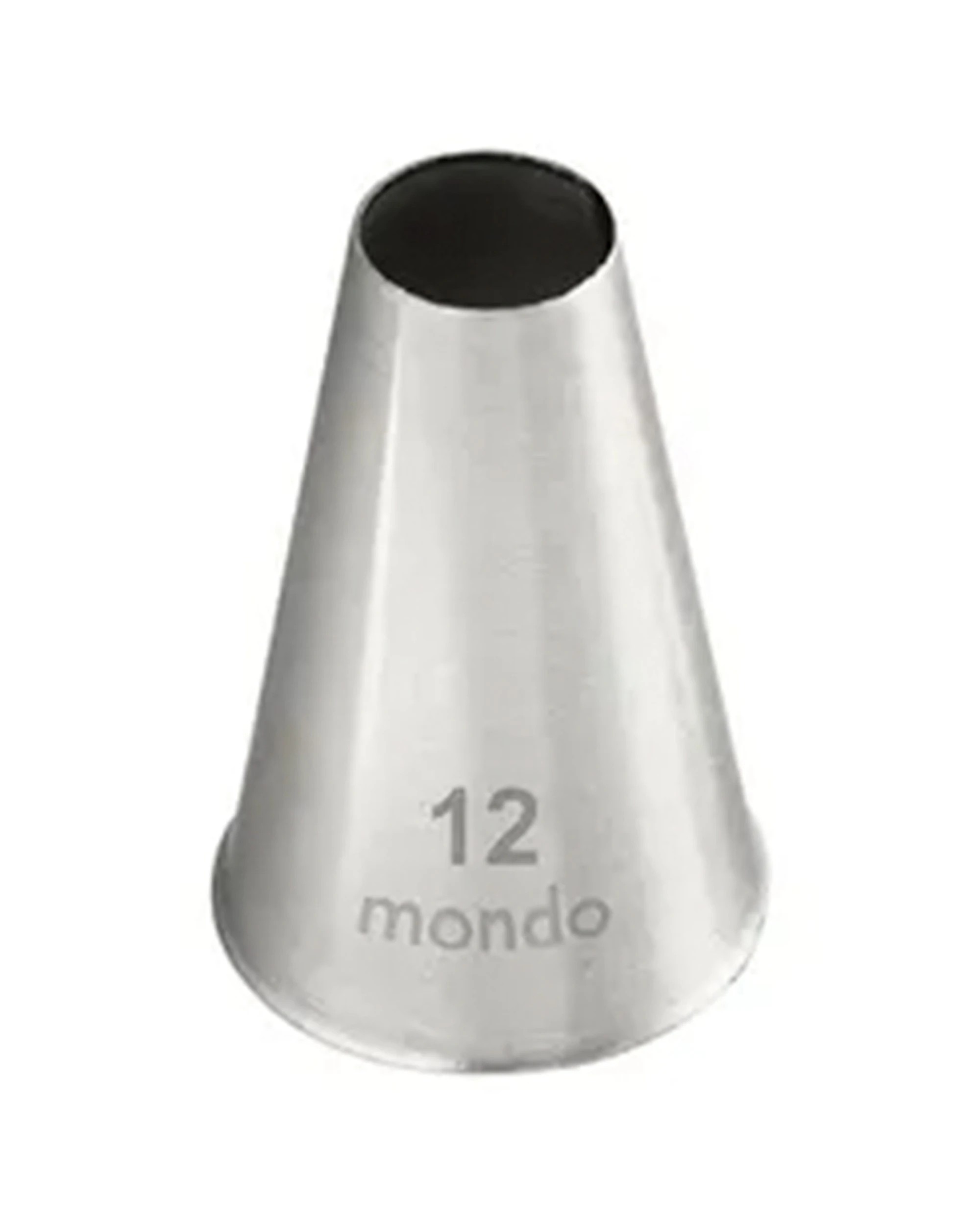 1 Mondo 12 Round Piping Tip Stainless Steel Seamless Durable Construction Cake Decorating Tool - Silver