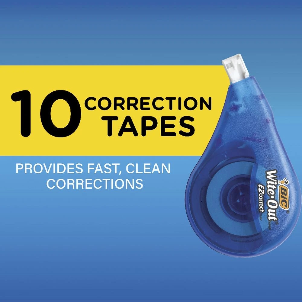 9 BIC EZ Wite-Out Correction Tape 4.2mmx12m 10 Pack, 9 of 9