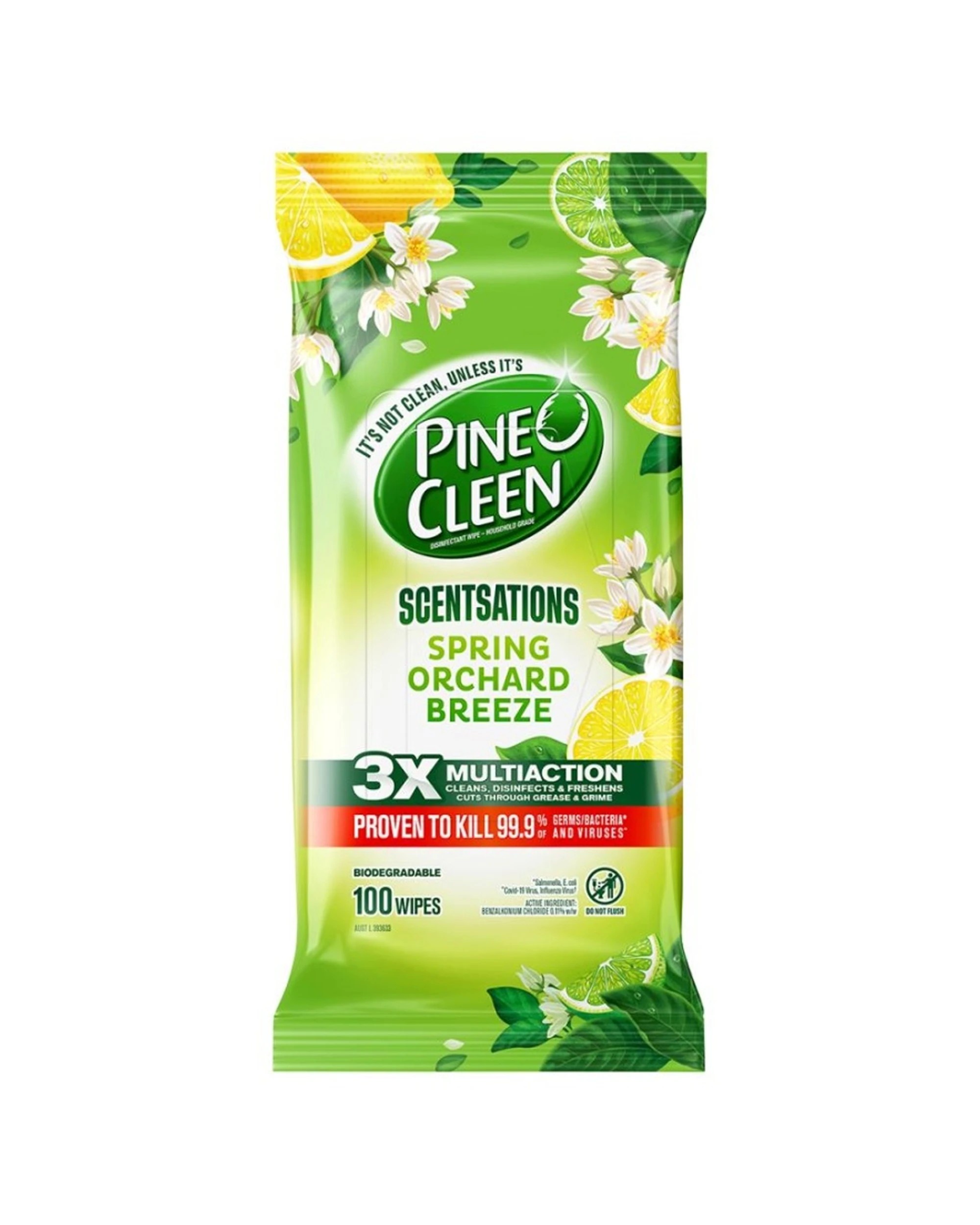 2 Pine O Cleen 8x 100pc Pine O Cleen Wipes Scentsations Spring Orchard Breeze - Green, 2 of 3
