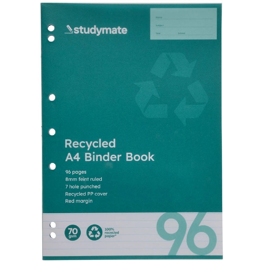 3 Studymate A4 Reycled Binder Book 96 Pages Green 96 Pages, 3 of 3