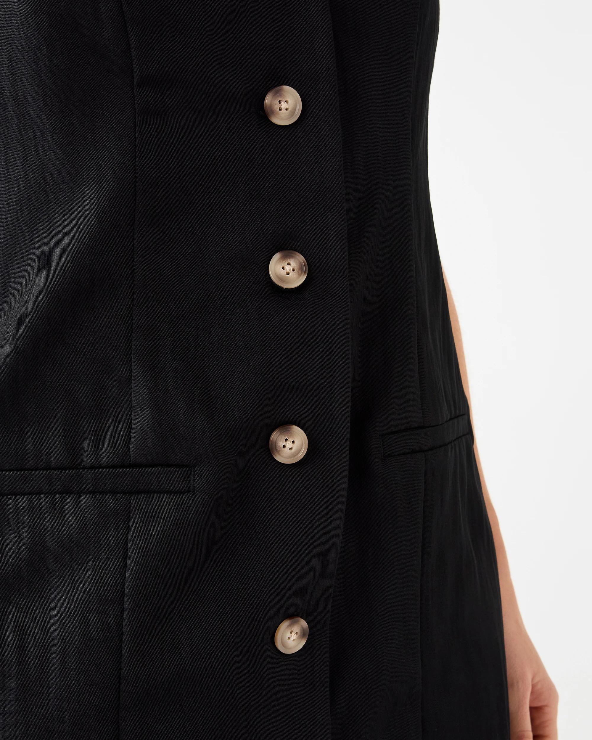 7 Sleeveless Tailored Button Front Mini Dress Black, 7 of 8