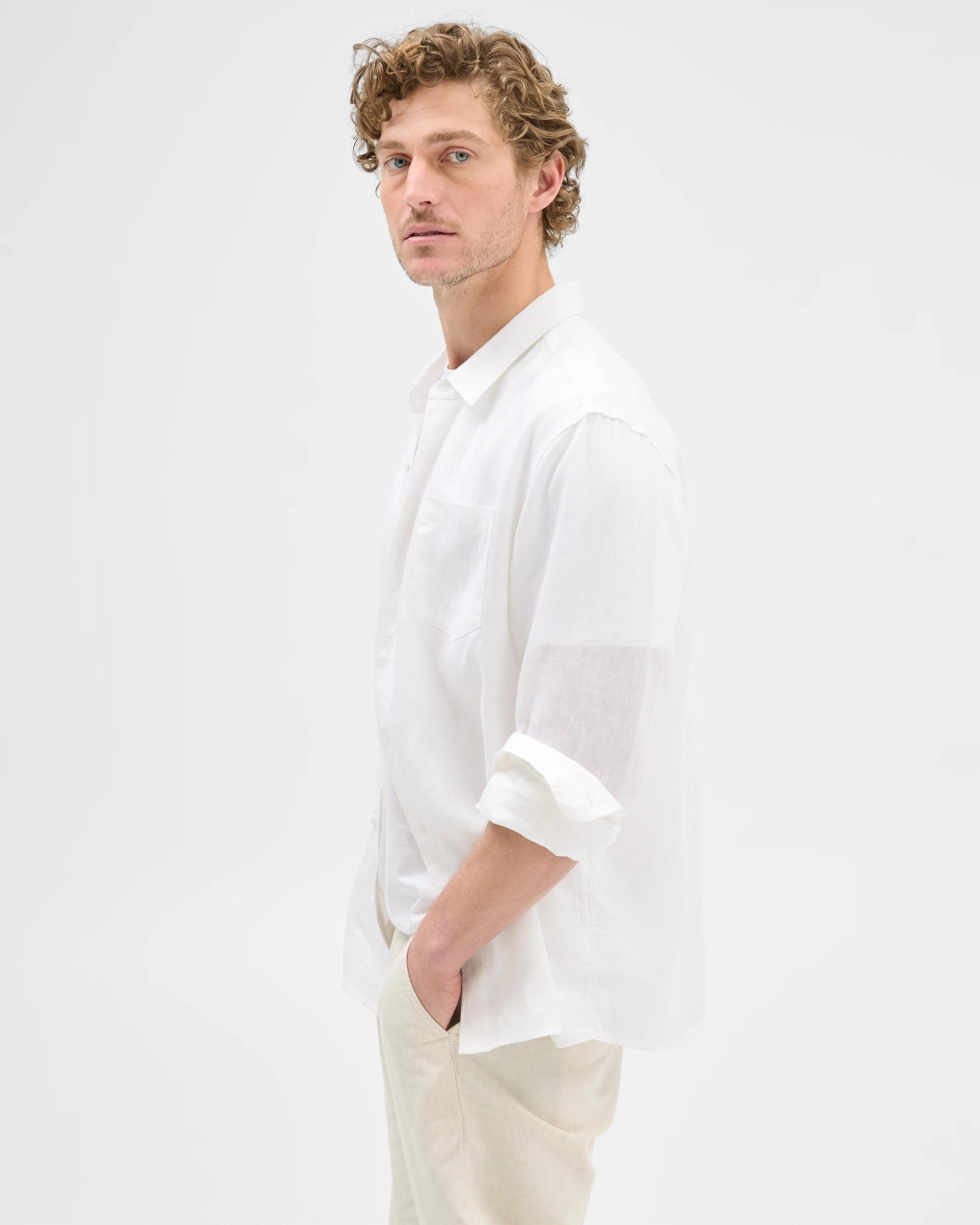 4 Target European Linen Long Sleeve Shirt WHITE, 4 of 6