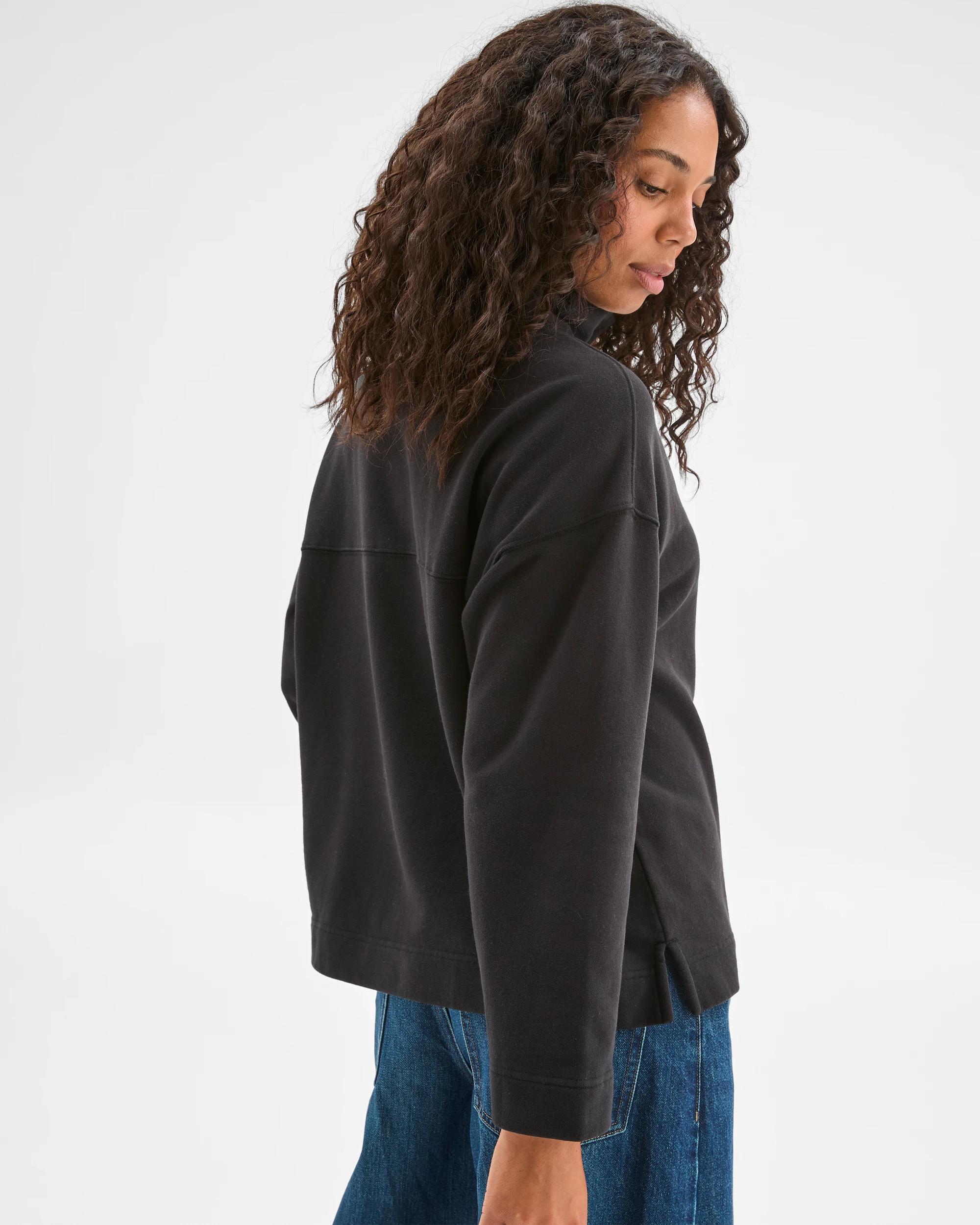 5 Target Woman Australian Cotton Funnel Neck Button Front Jumper WASHED BLACK, 5 of 6