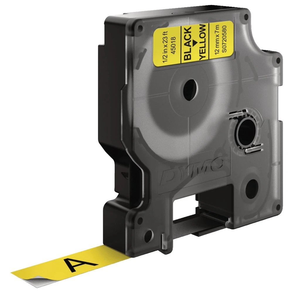 2 DYMO D1 Label Tape 12mm x 7m Black on Yellow, 2 of 5