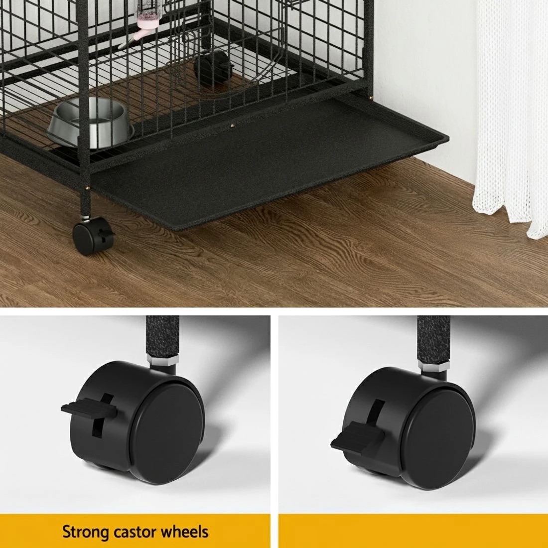 6 i.Pet Rabbit Cage Indoor Hutch Guinea Pig Bird Ferret Cat Hamster 110cm 4 Level - Black, 6 of 6