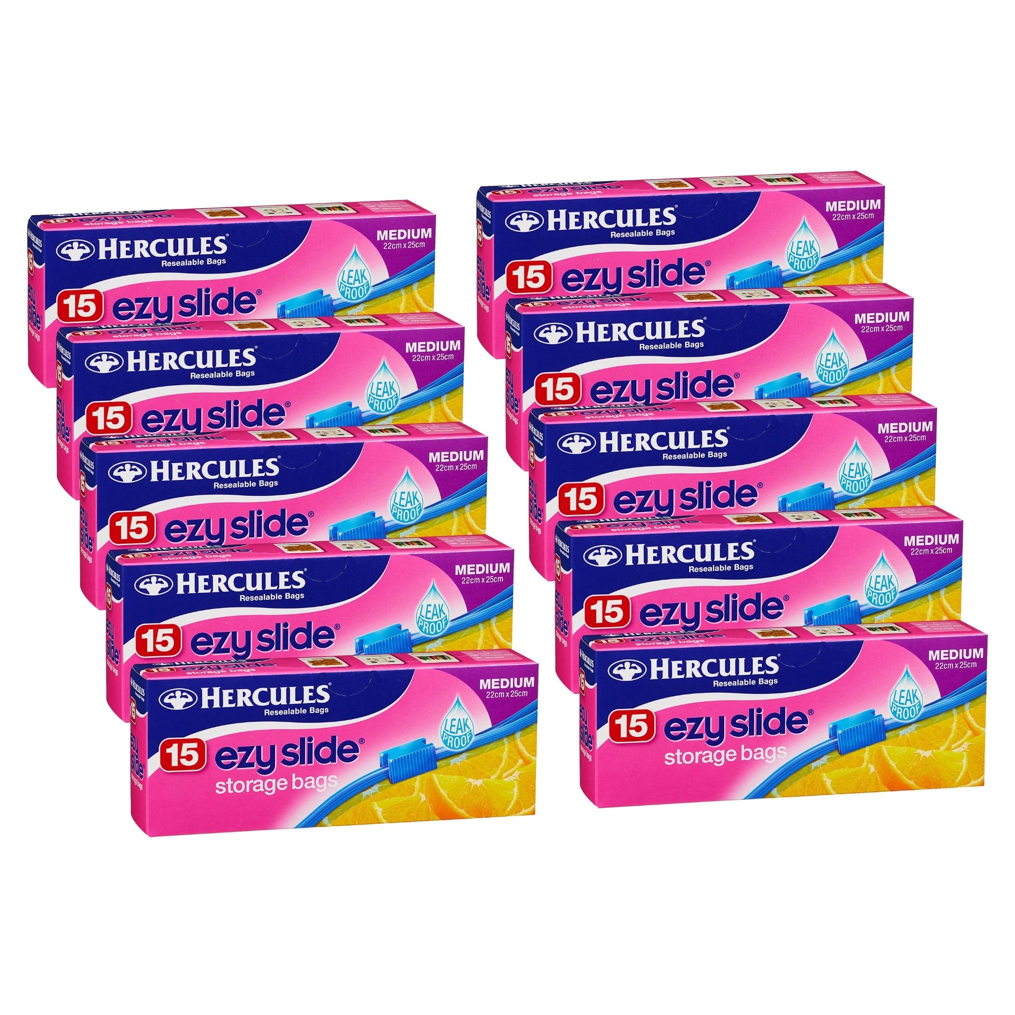 1 Hercules Ezy Slide Medium Storage Bags 15pk x10, 1 of 1