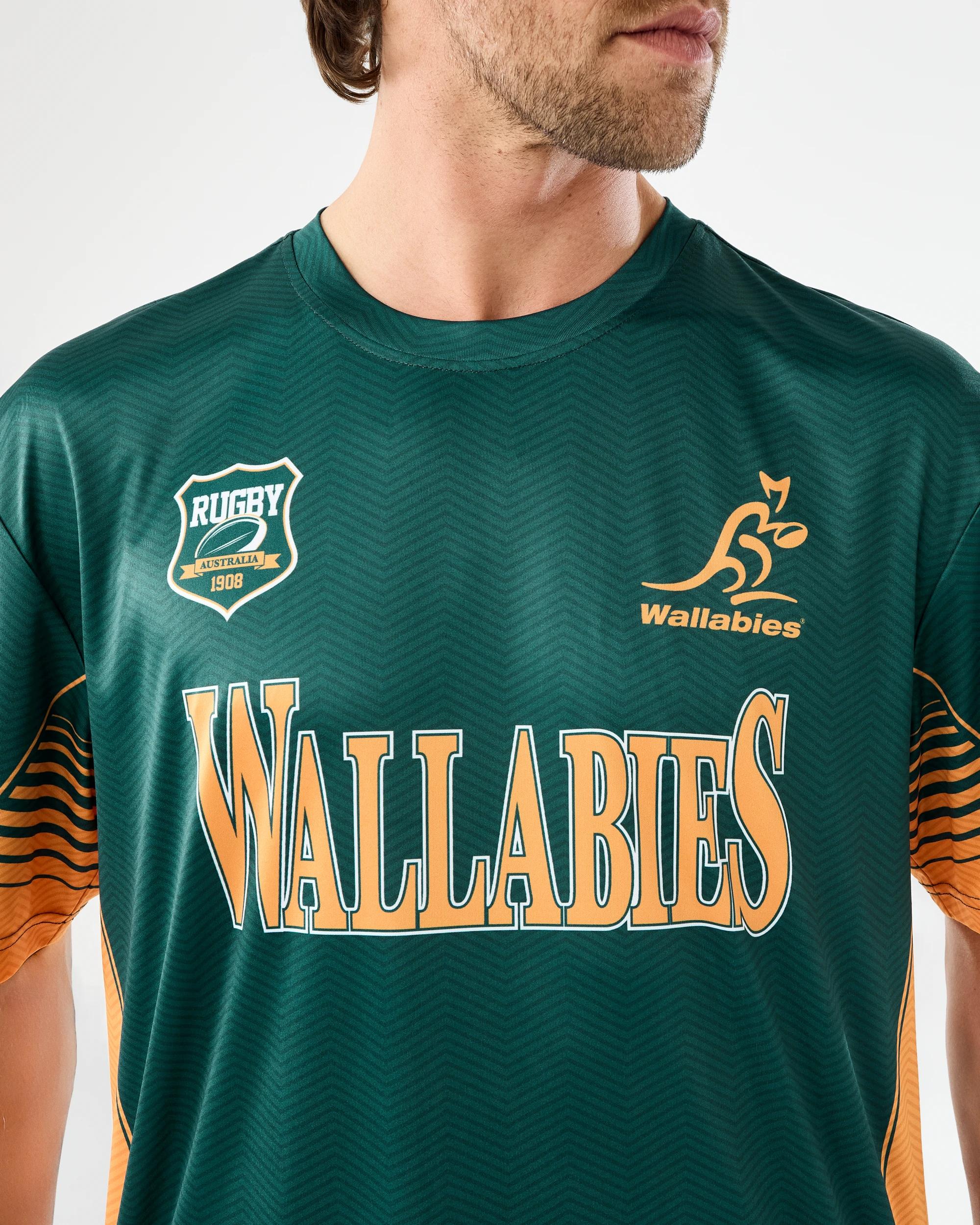 6 Wallabies Rugby Adult T-shirt Green, 6 of 7