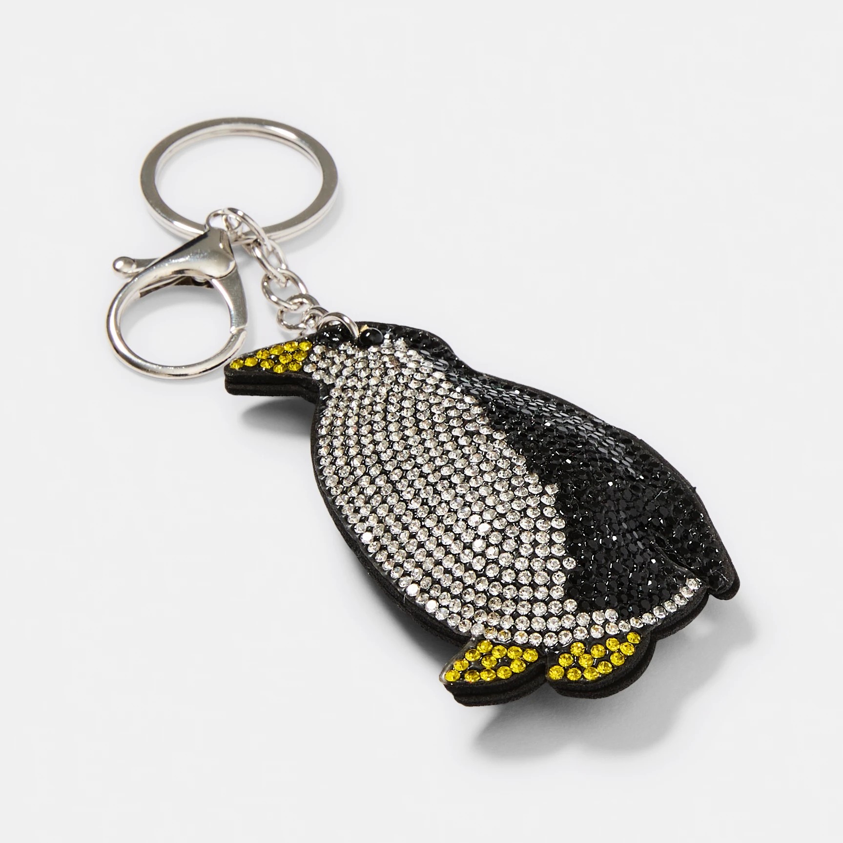 2 Sparkly Penguin Charm Keyring - Black, White, Yellow and Silver Tone, 2 of 3
