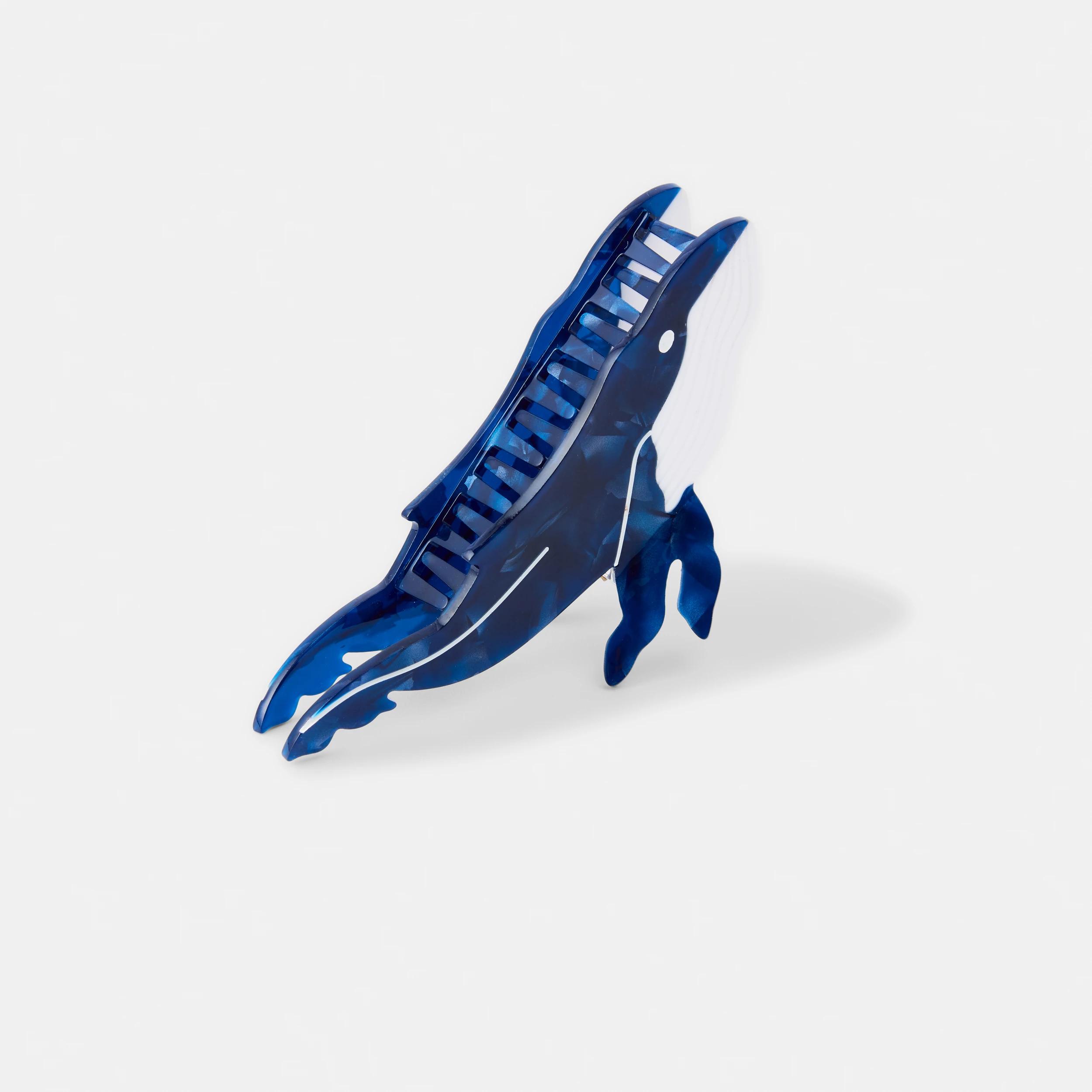 3 Blue and White Novelty Whale Claw Hair Clip Blue, 3 of 5