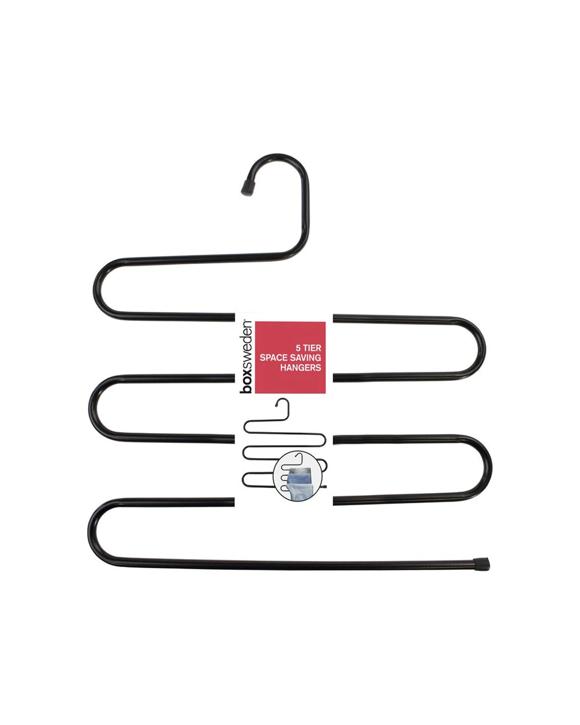 Boxsweden 5 Tier Metal Space Saving Clothes Hanger Hook Trouser Skirt Pants Asst
 - Black