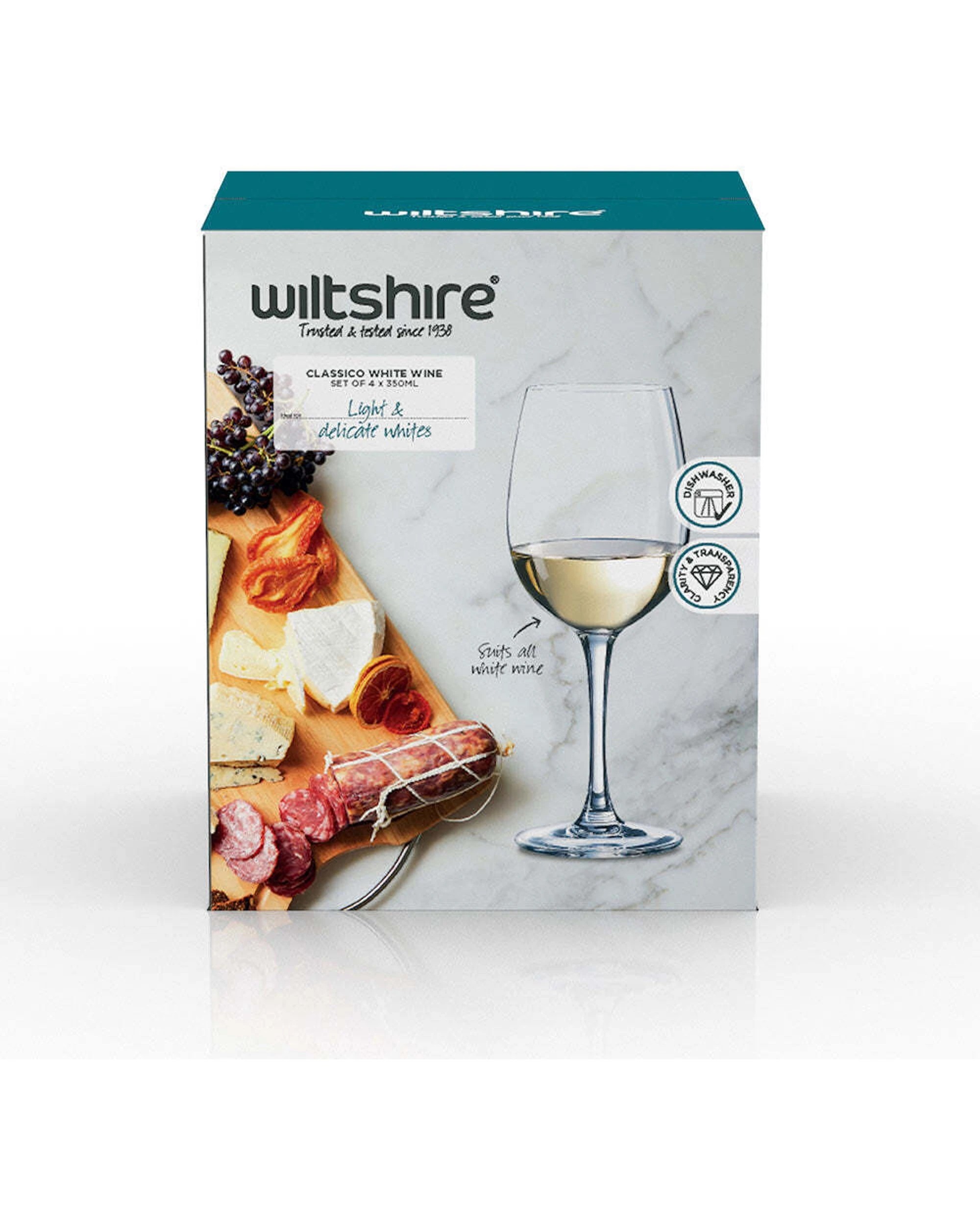 3 Wiltshire 4pc Classico Wine Beverage Drinking Glasses Cups Set 350ml - Clear, 3 of 3
