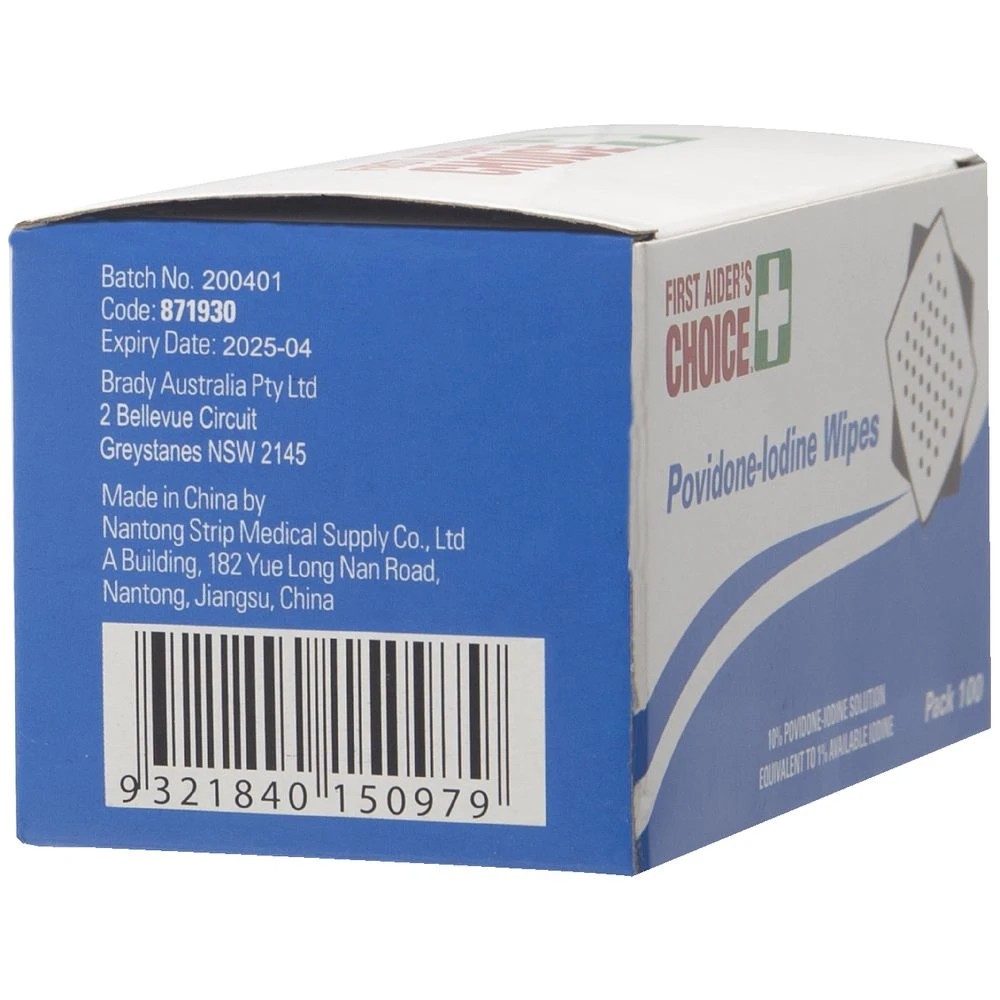 4 First Aiders Choice Povidine-Iodine Wipes 100 Pack, 4 of 6