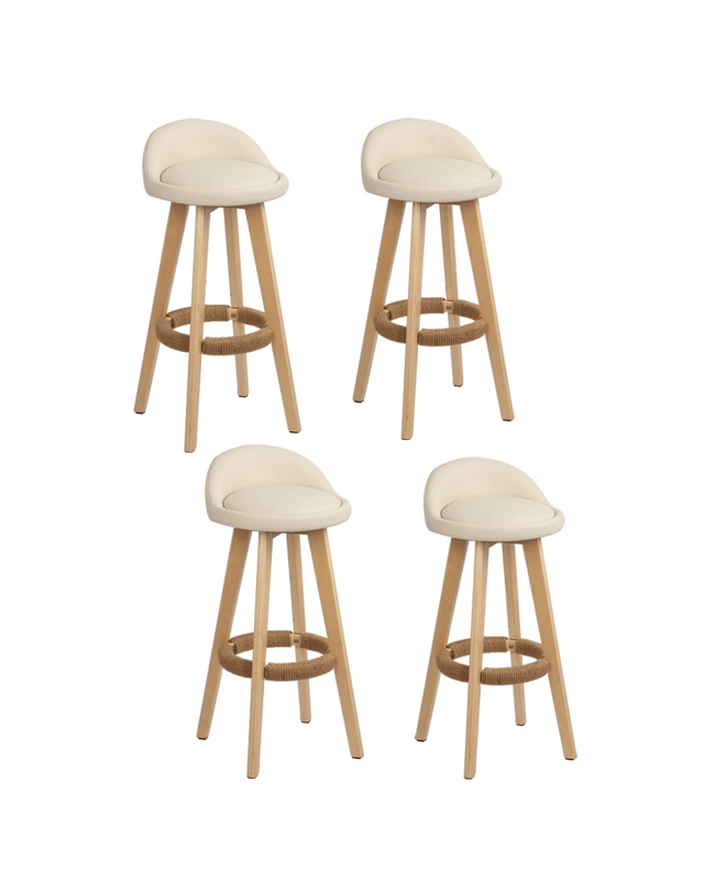 Artiss 4x Bar Stools Padded Leather Wooden - B