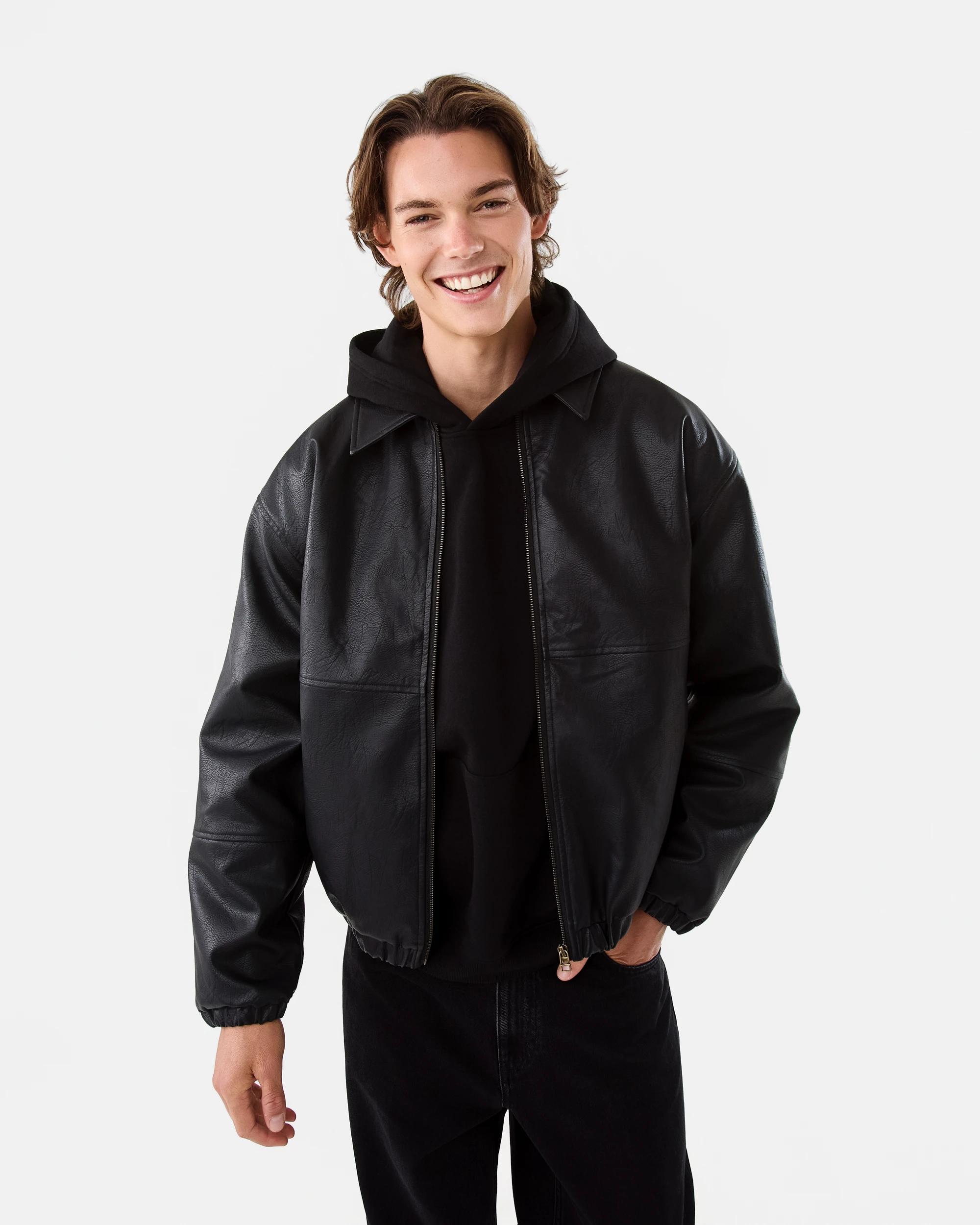 1 PU Bomber Jacket Black, 1 of 8