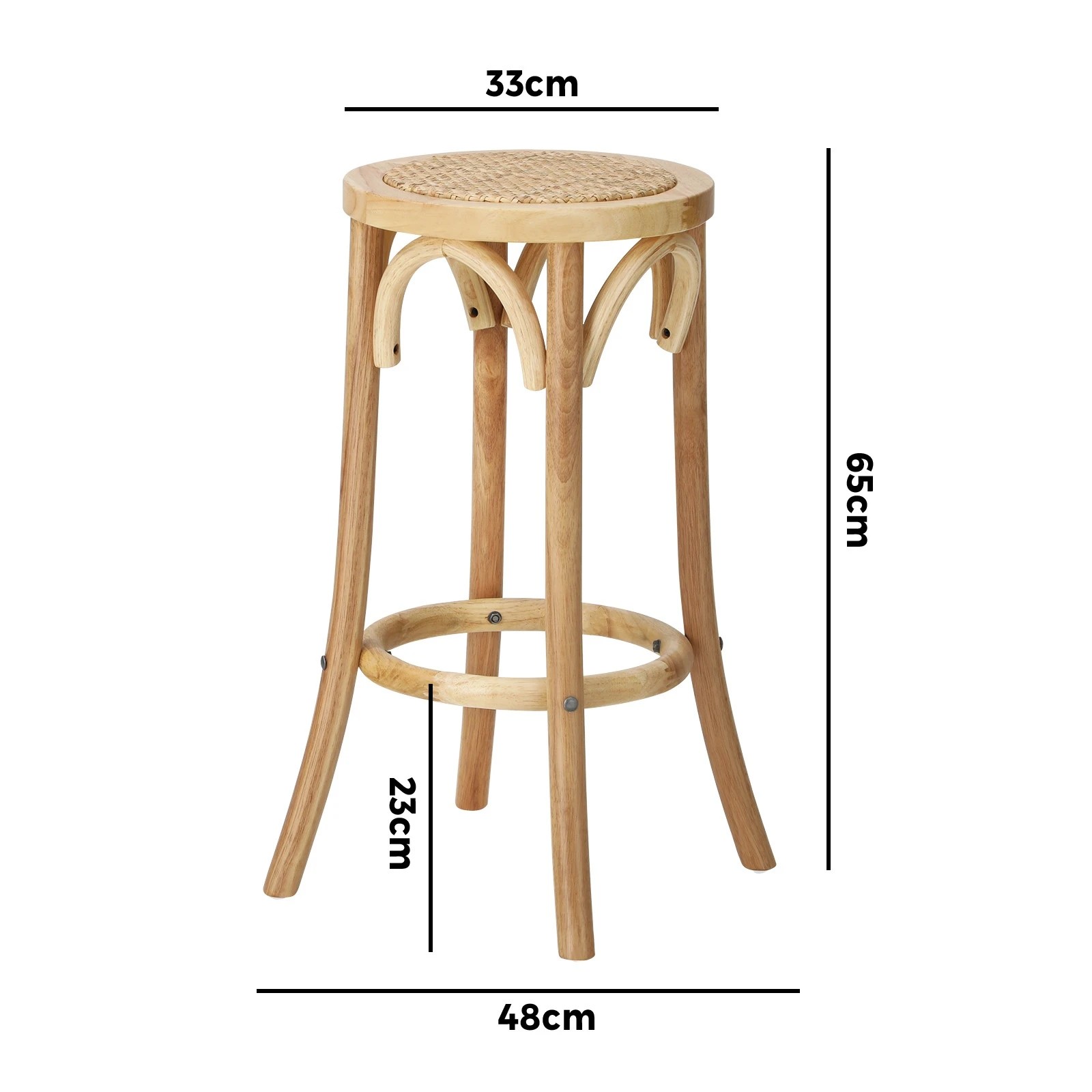 10 Oikiture Set Of 4 Bar Stools Kitchen Vintage Dining Chair Rattan Seat
 - Natural, 10 of 10
