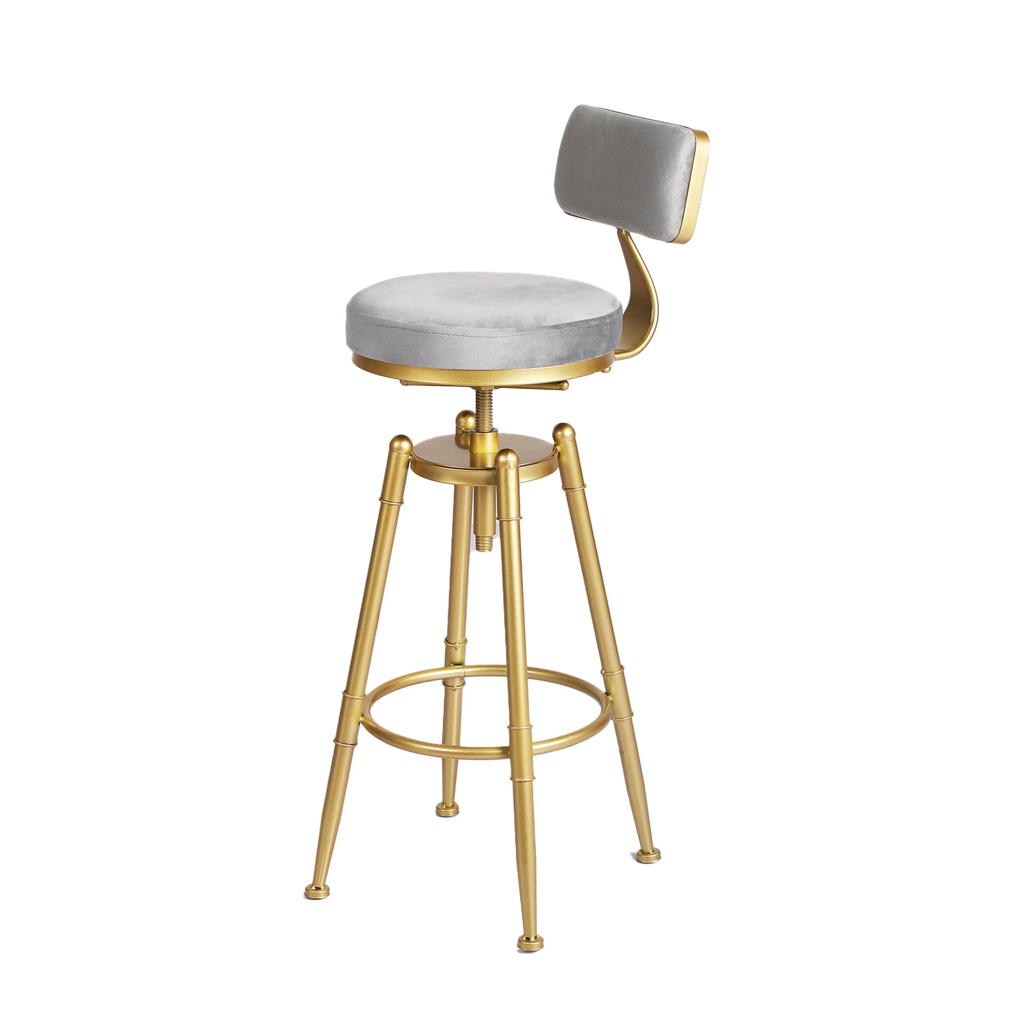 2 Levede Velvet Bar Stool - Grey, 2 of 6