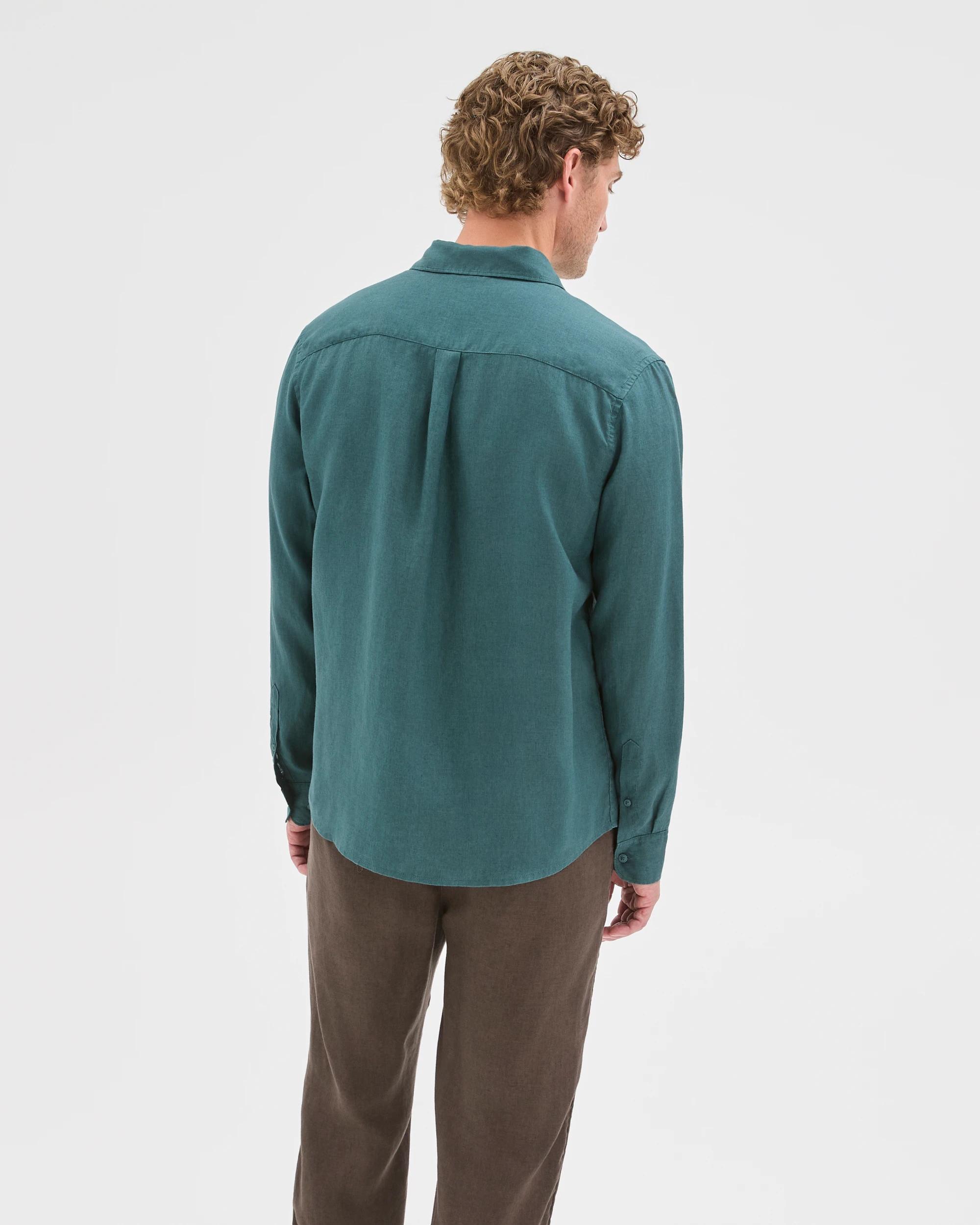 5 Target Man European Linen Long Sleeve Shirt HUNTER GREEN, 5 of 5