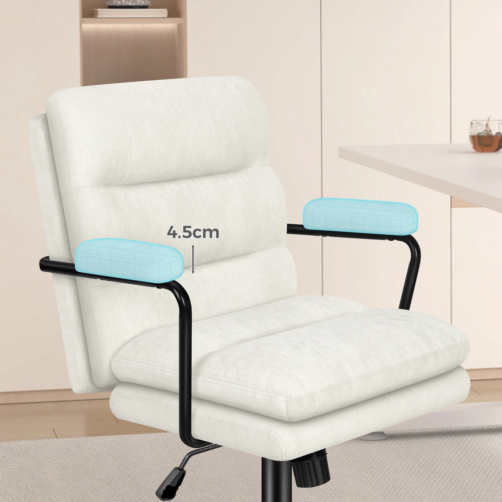 5 Alfordson Office Chair Ergonomic Executive Computer Work Seat Chenille - Beige, 5 of 10