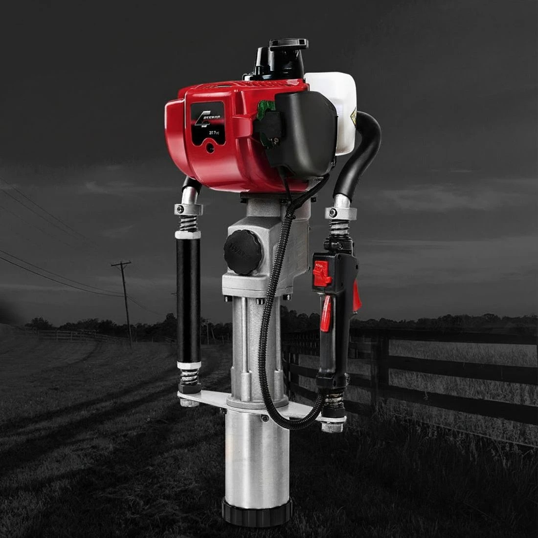 6 Giantz Petrol Post Driver 38CC 4-Stroke Rammer Pile Star Picket Fence Hole Drive - Red, 6 of 6