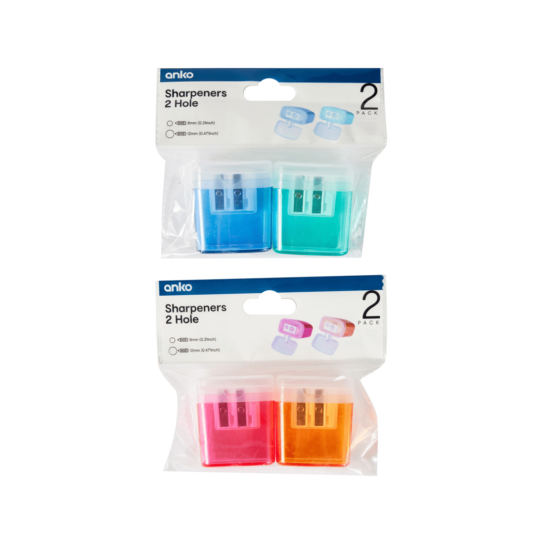 1 2 Pack 2 Hole Sharpeners - Assorted, 1 of 5