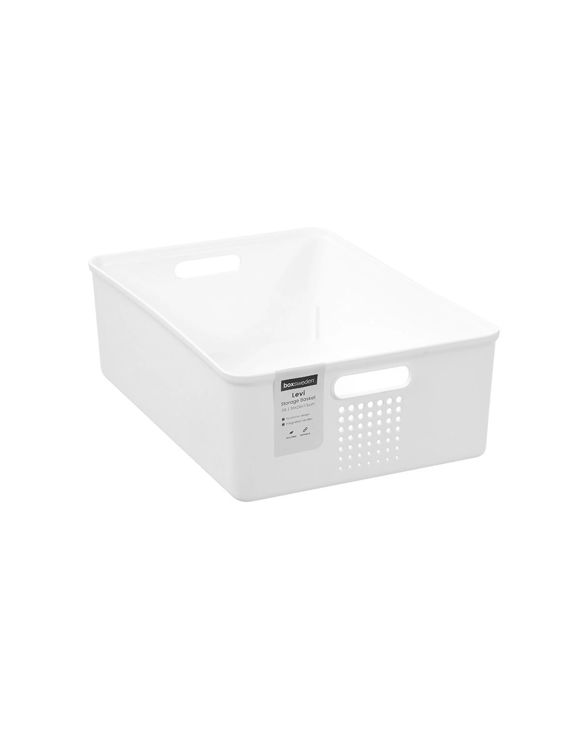 3 Boxsweden 4pc Levi Storage Basket With Handles 36x26cm 10L - White, 3 of 3