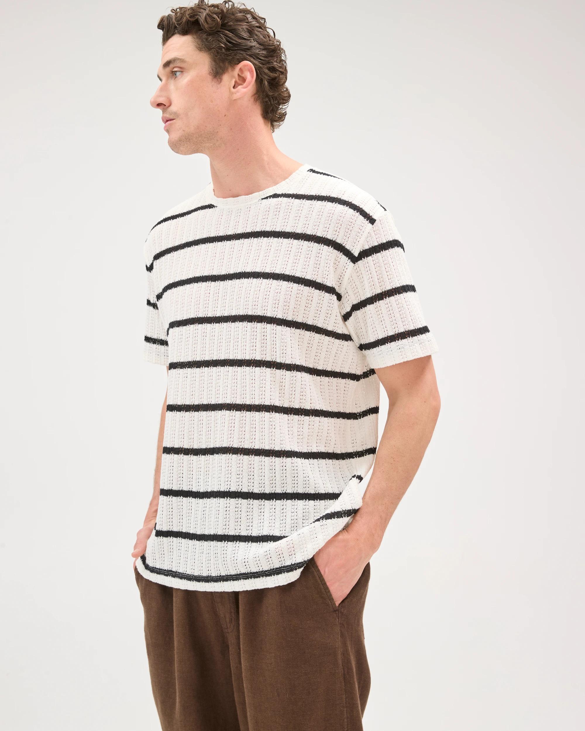 4 Target Man Australian Cotton Blend Pointelle Stripe T-Shirt NEUTRAL, 4 of 6