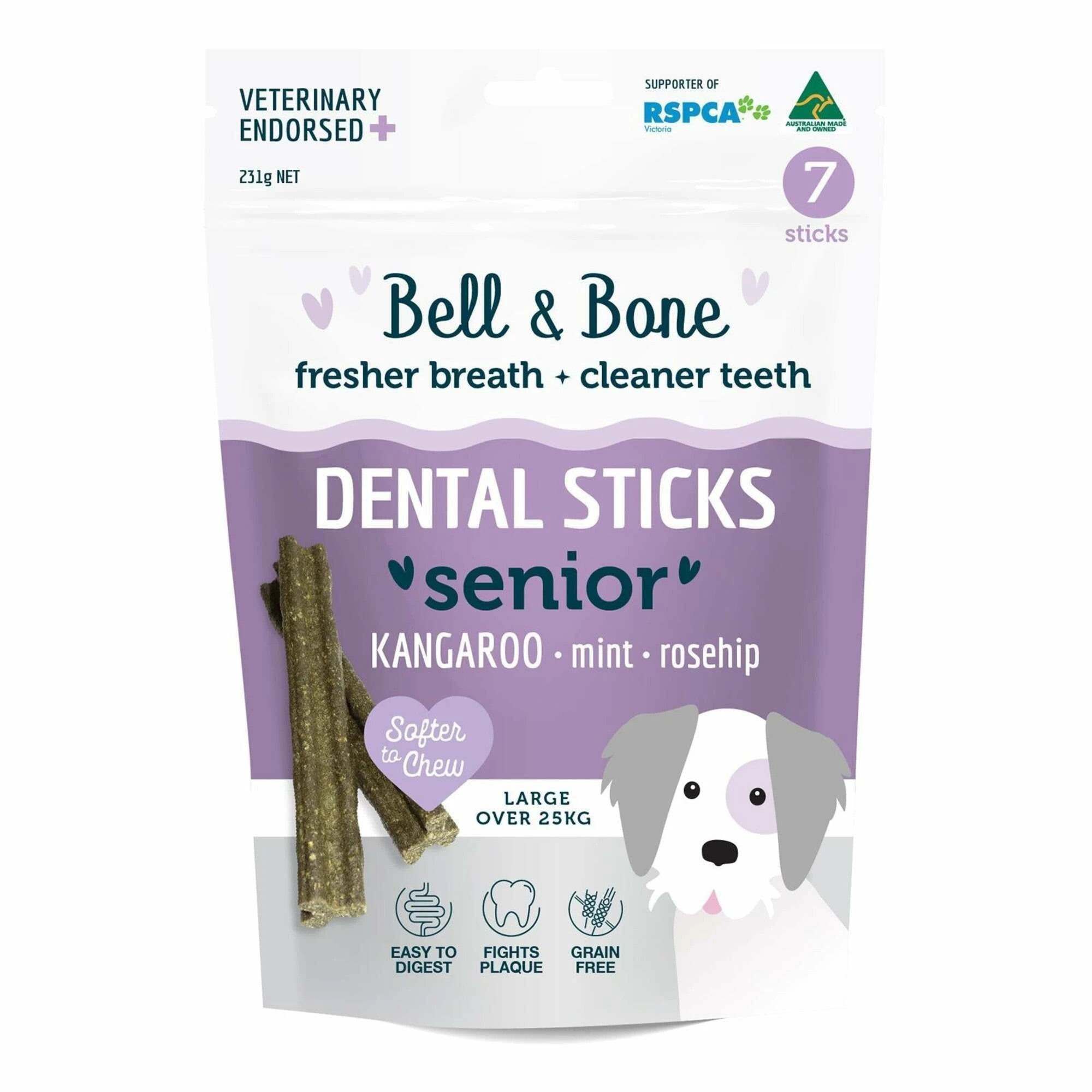 1 Bell & Bone Senior Dental Sticks Kangaroo, Mint And Rosehip Small 7 Pack, 1 of 1