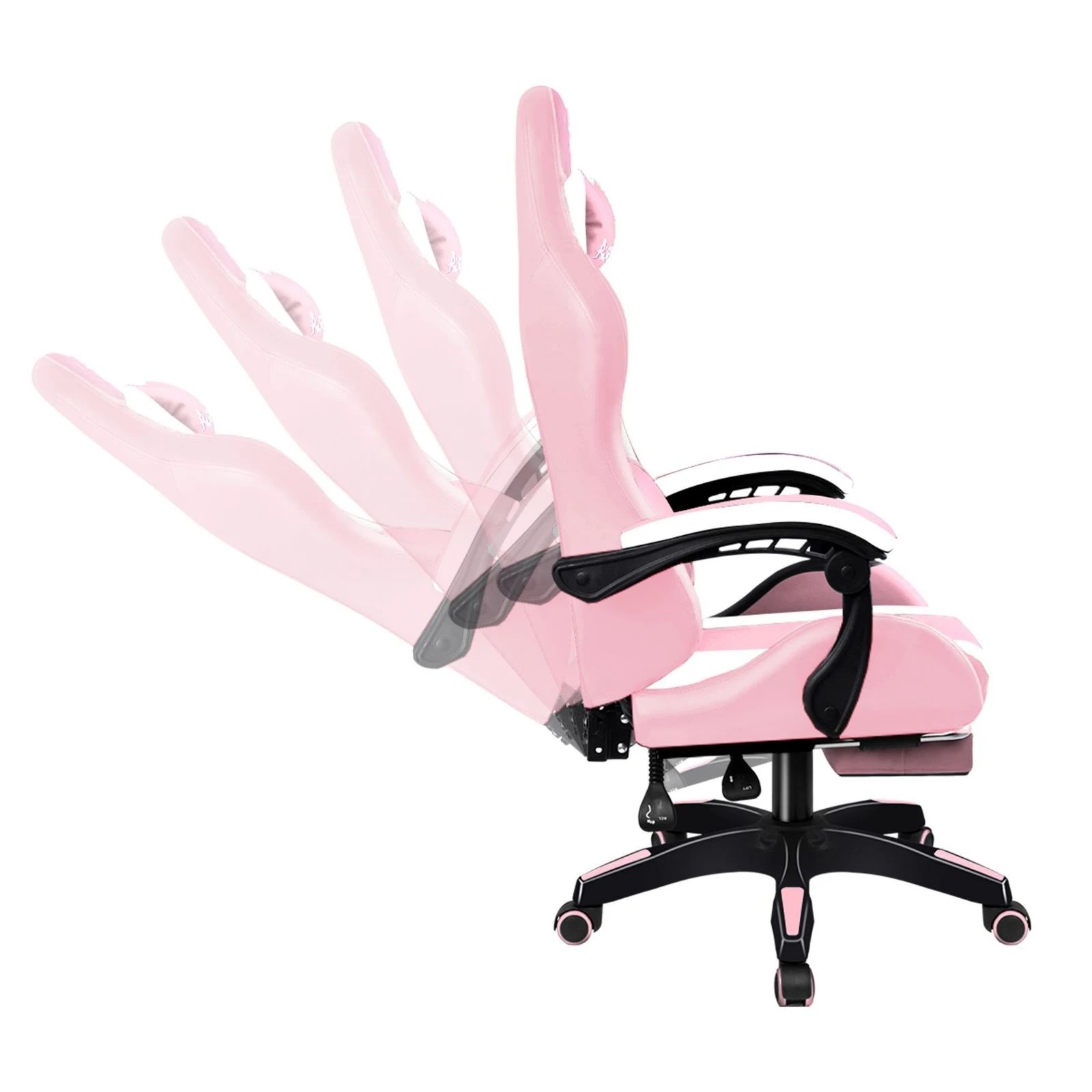 7 Alfordson Gaming Office Chair Extra Large Pillow Racing Executive Footrest Seat - Pink, 7 of 10
